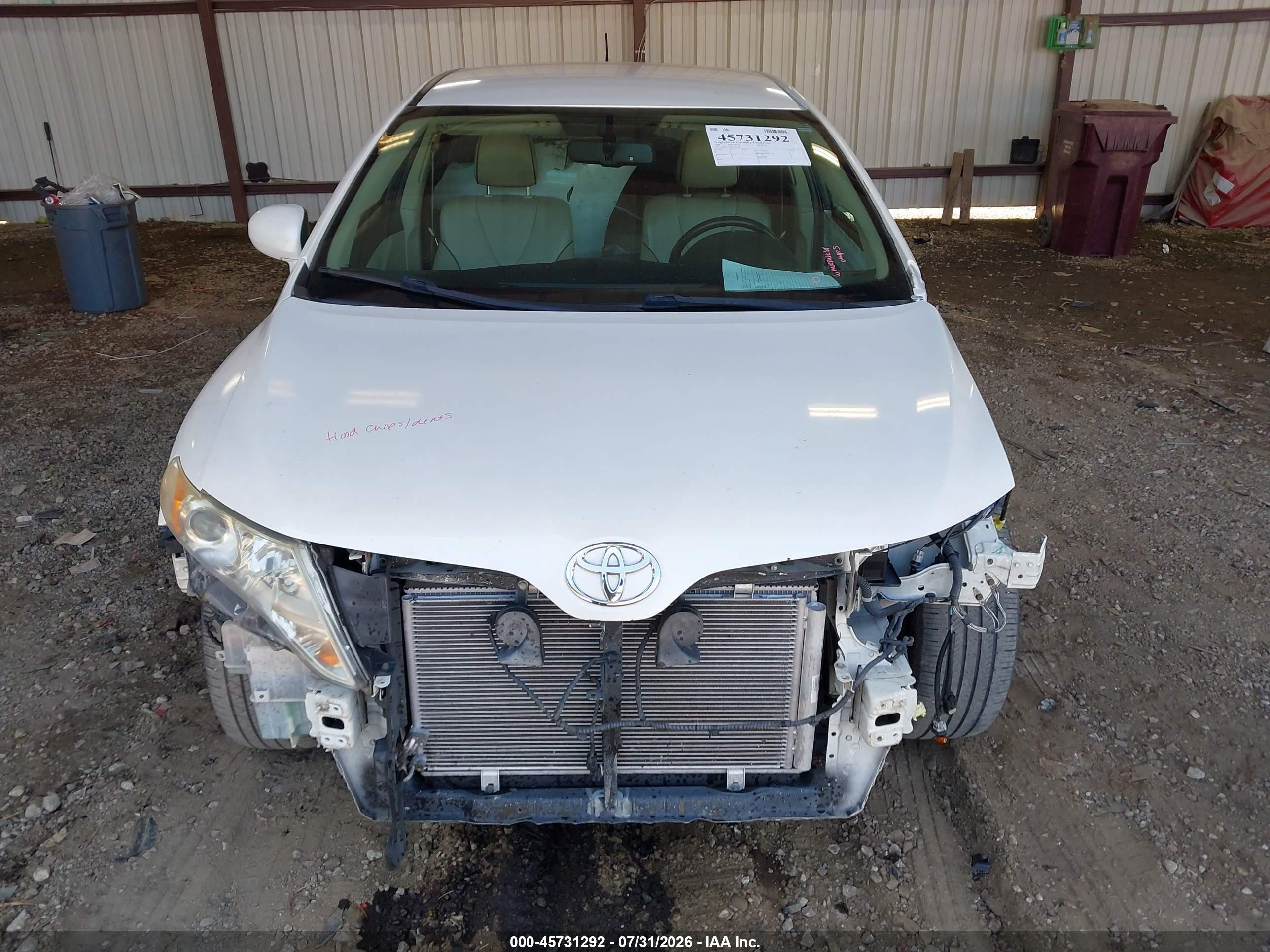 2009 Toyota Venza   White vin: 4T3ZE11A39U007281