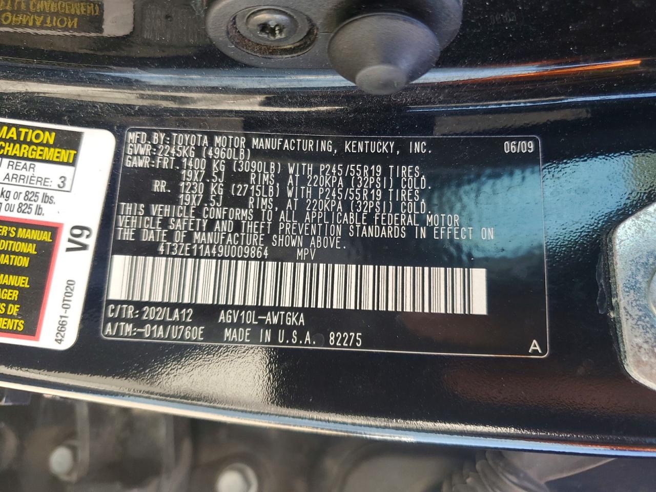 2009 Toyota Venza Fwd 4cyl Черный vin: 4T3ZE11A49U009864