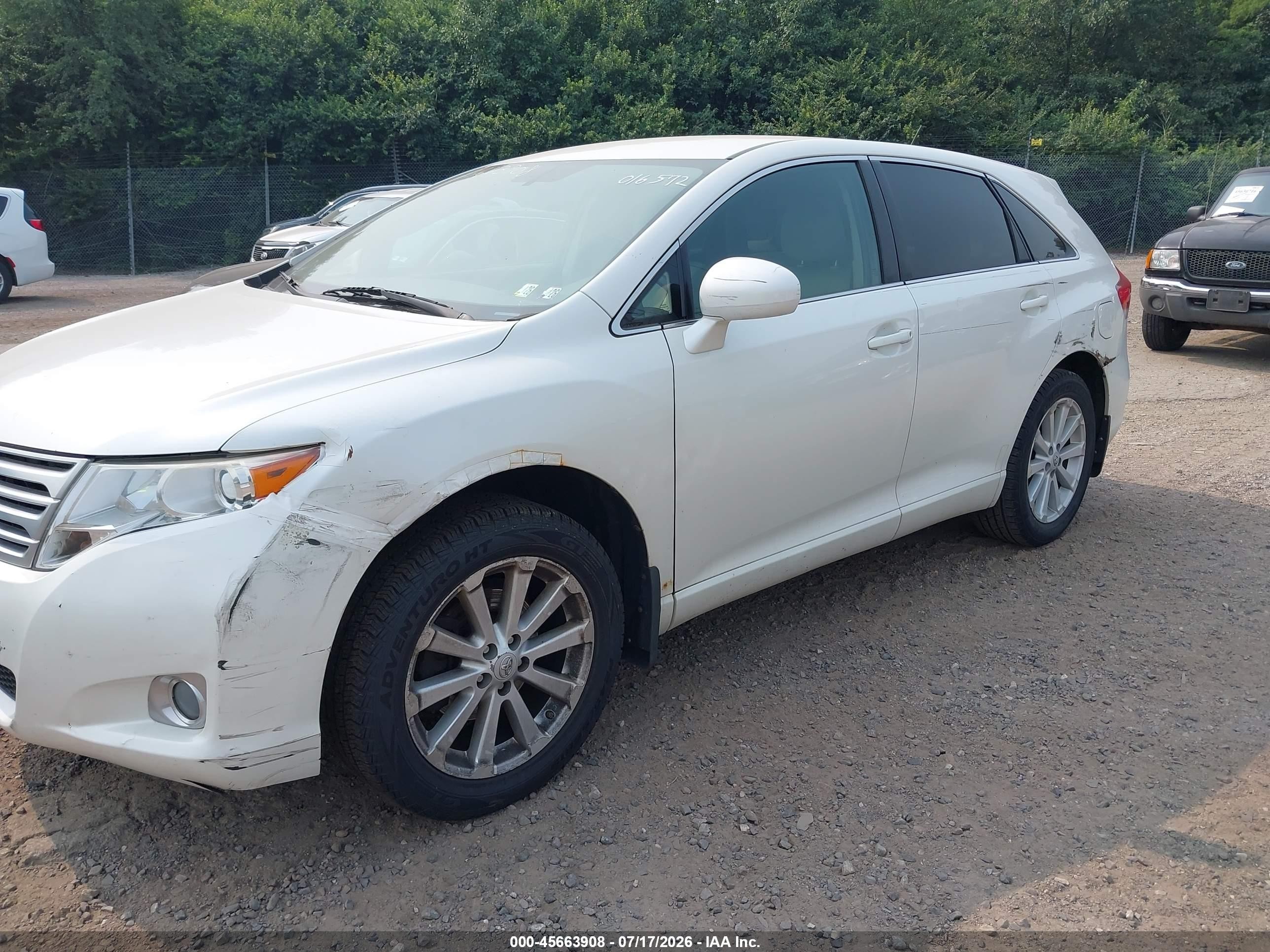 2009 Toyota Venza   White vin: 4T3ZE11A49U016572