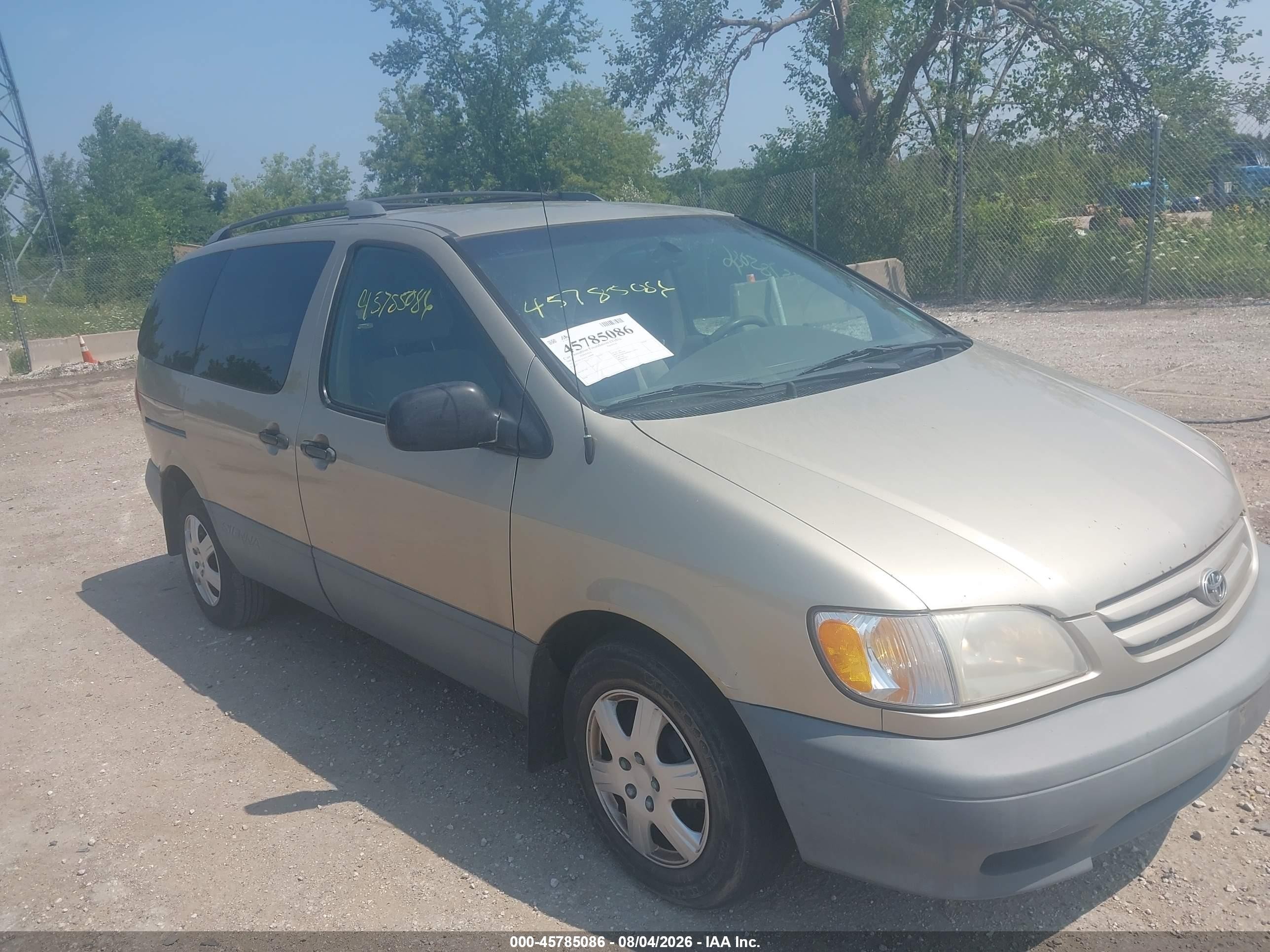 2001 Toyota Sienna Le Gold vin: 4T3ZF13C01U340098