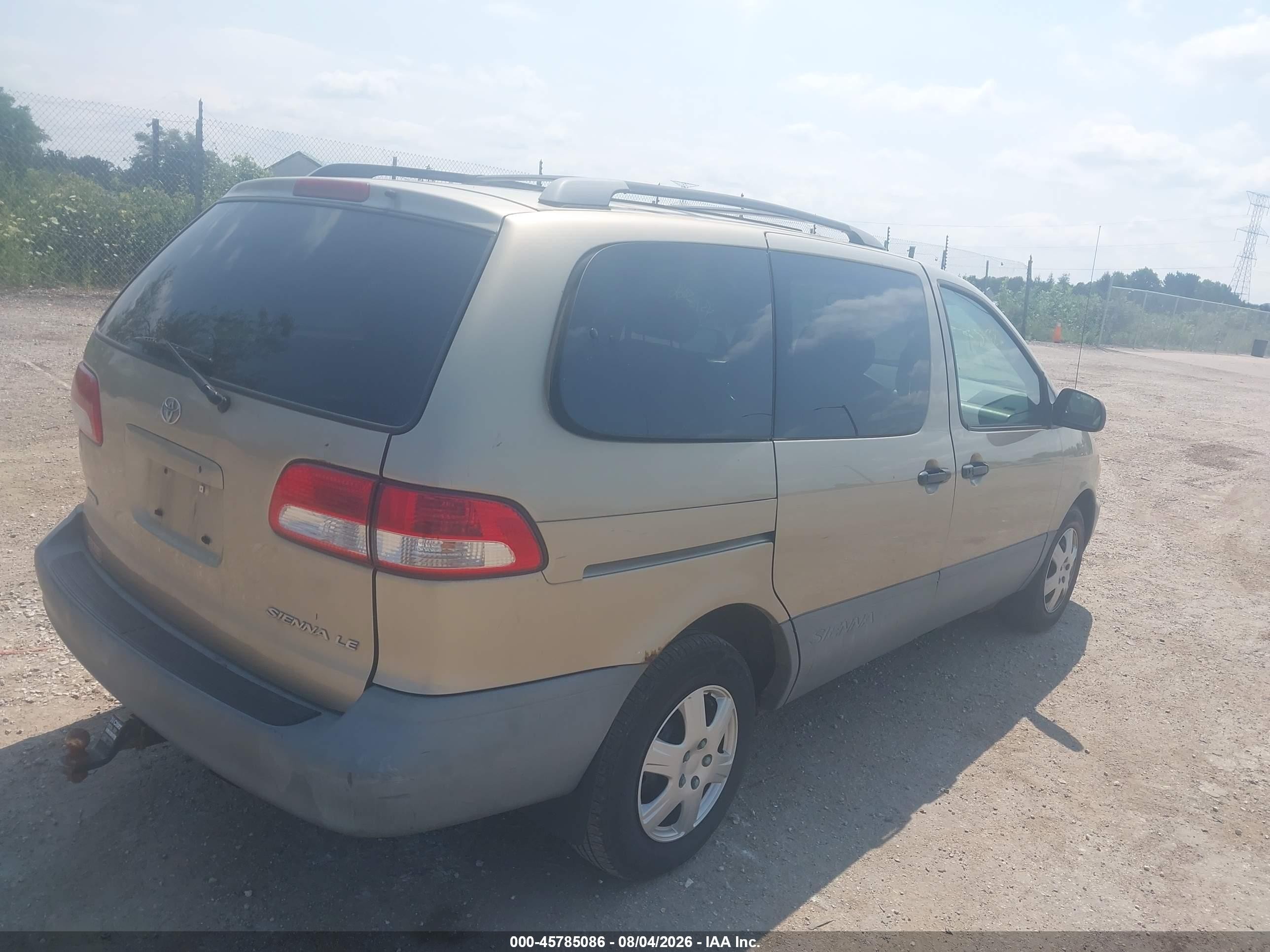 2001 Toyota Sienna Le Gold vin: 4T3ZF13C01U340098