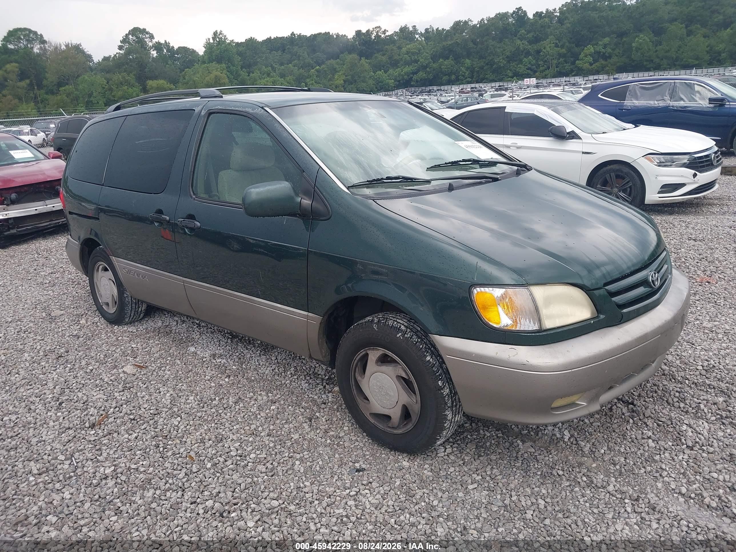 2001 Toyota Sienna Xle Green vin: 4T3ZF13C11U324637