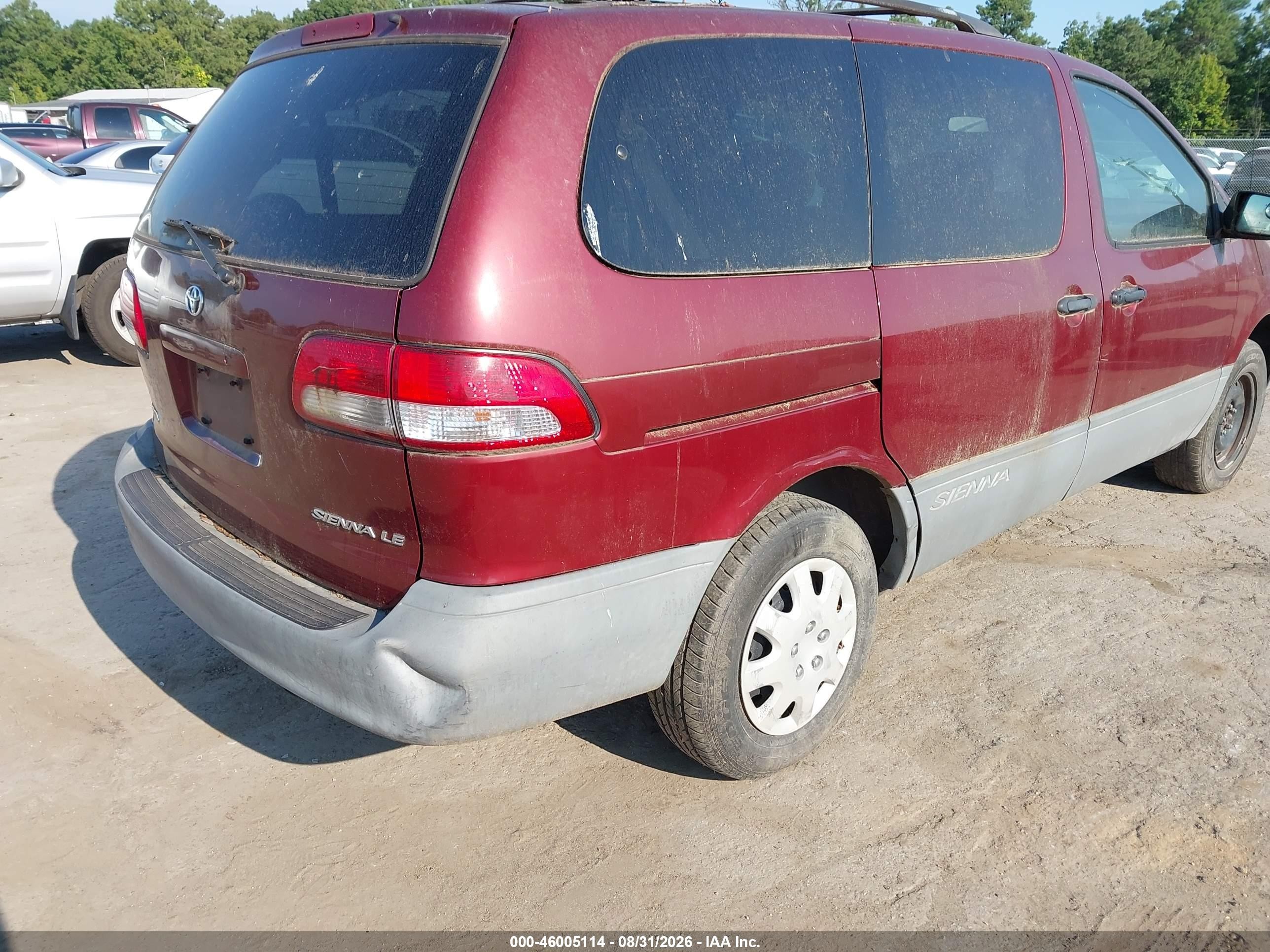 2001 Toyota Sienna Le Burgundy vin: 4T3ZF13C21U362927