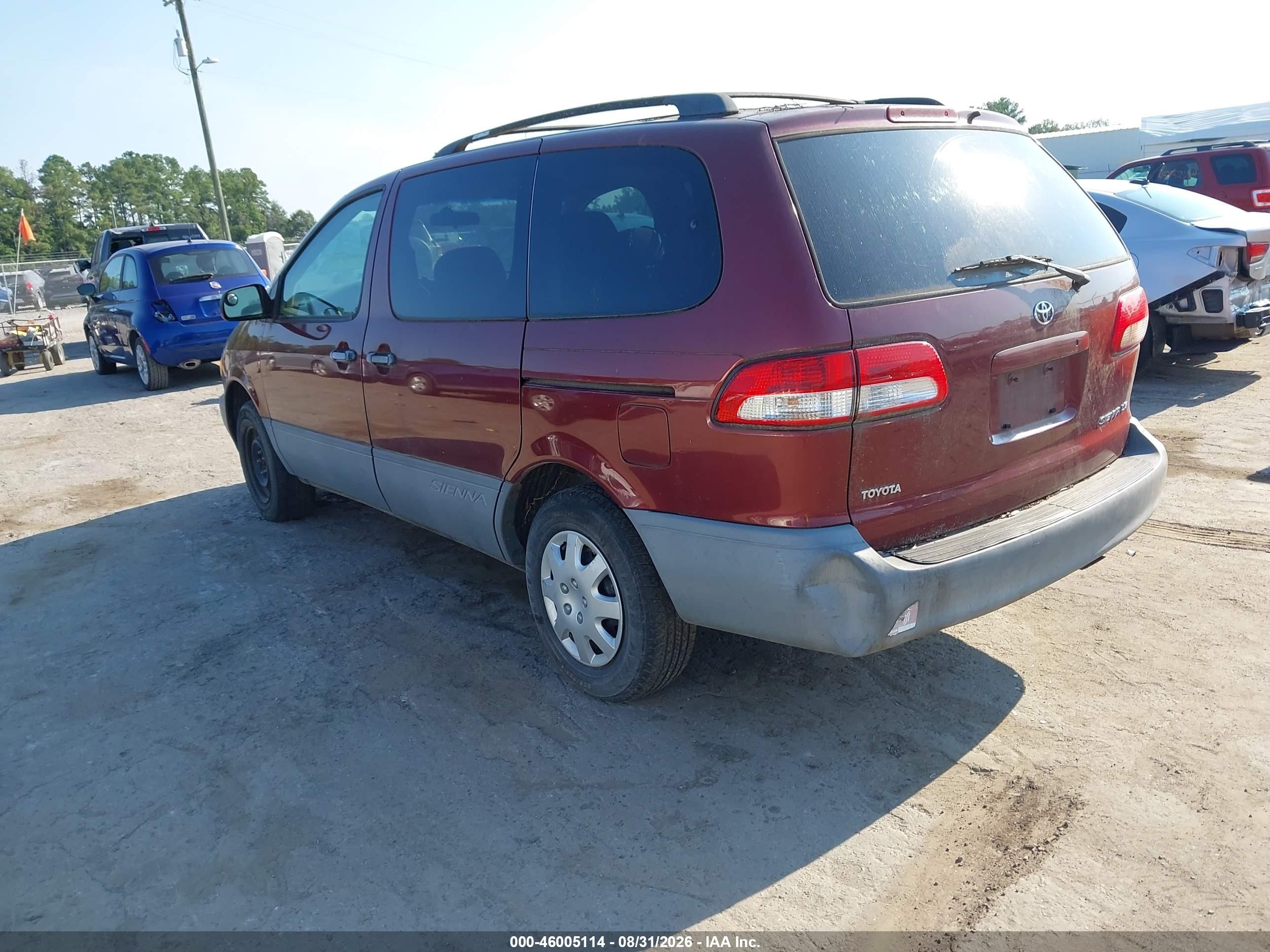 2001 Toyota Sienna Le Burgundy vin: 4T3ZF13C21U362927