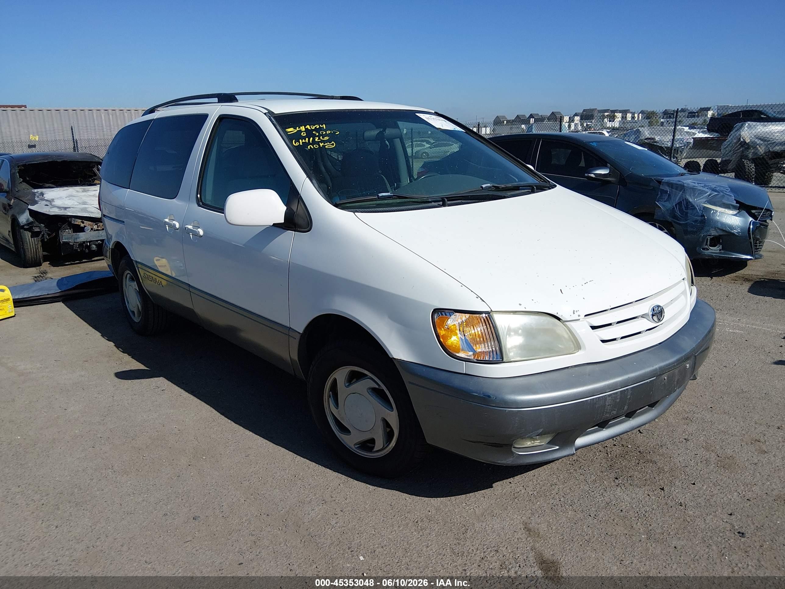 2003 Toyota Sienna Xle White vin: 4T3ZF13C23U544176