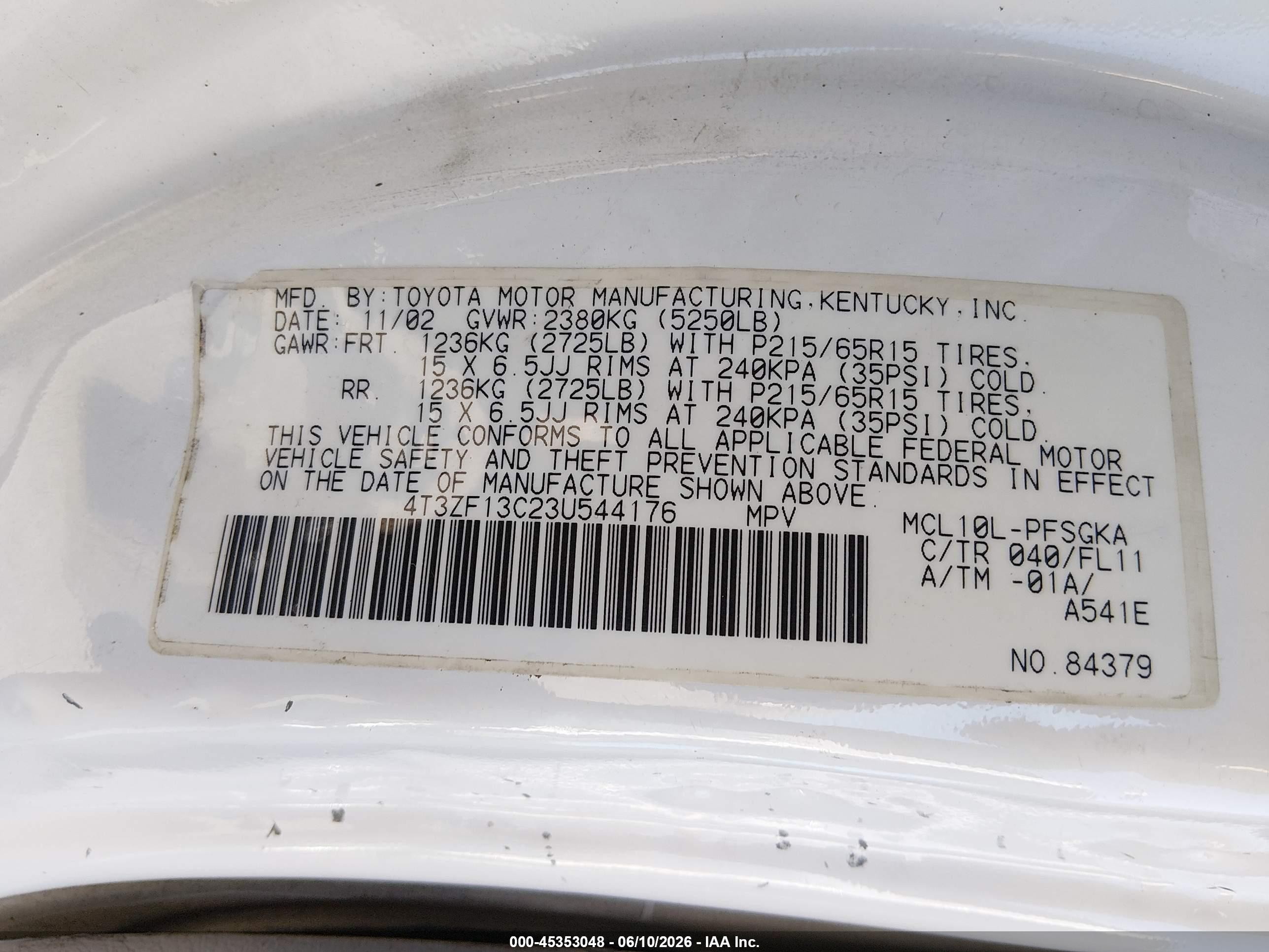 2003 Toyota Sienna Xle White vin: 4T3ZF13C23U544176