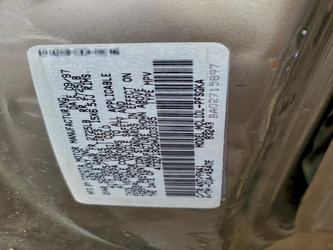 1998 Toyota Sienna Le Tan vin: 4T3ZF13C2WU003195