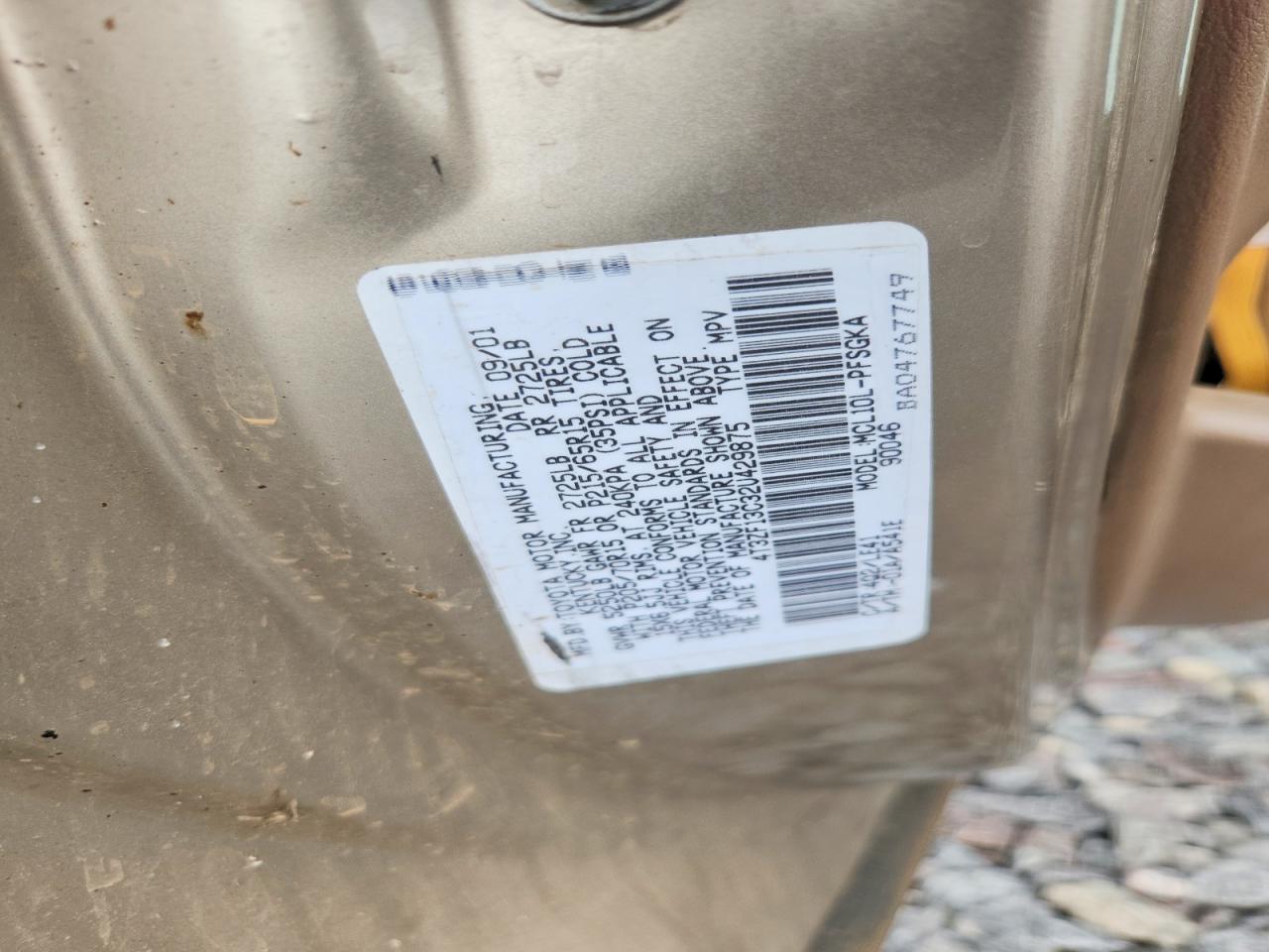2002 Toyota Sienna Xle Gold vin: 4T3ZF13C32U429875