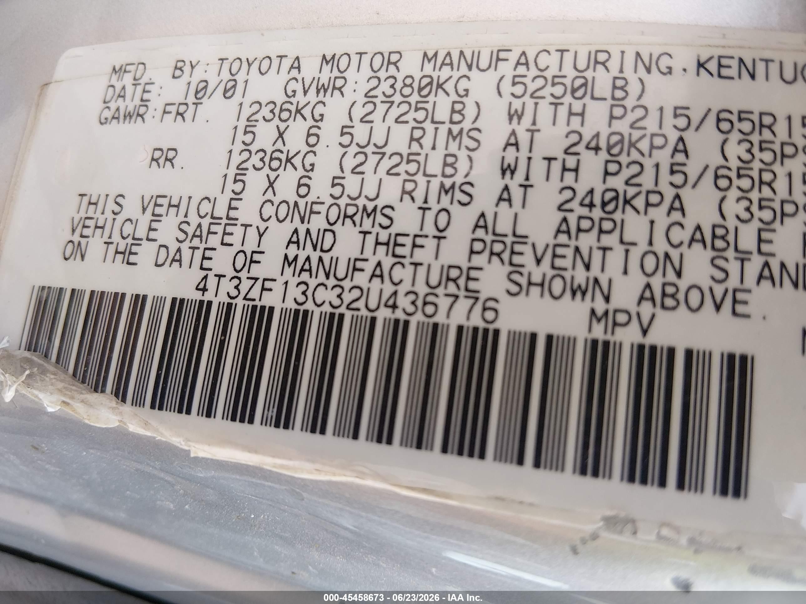 2002 Toyota Sienna Xle Silver vin: 4T3ZF13C32U436776