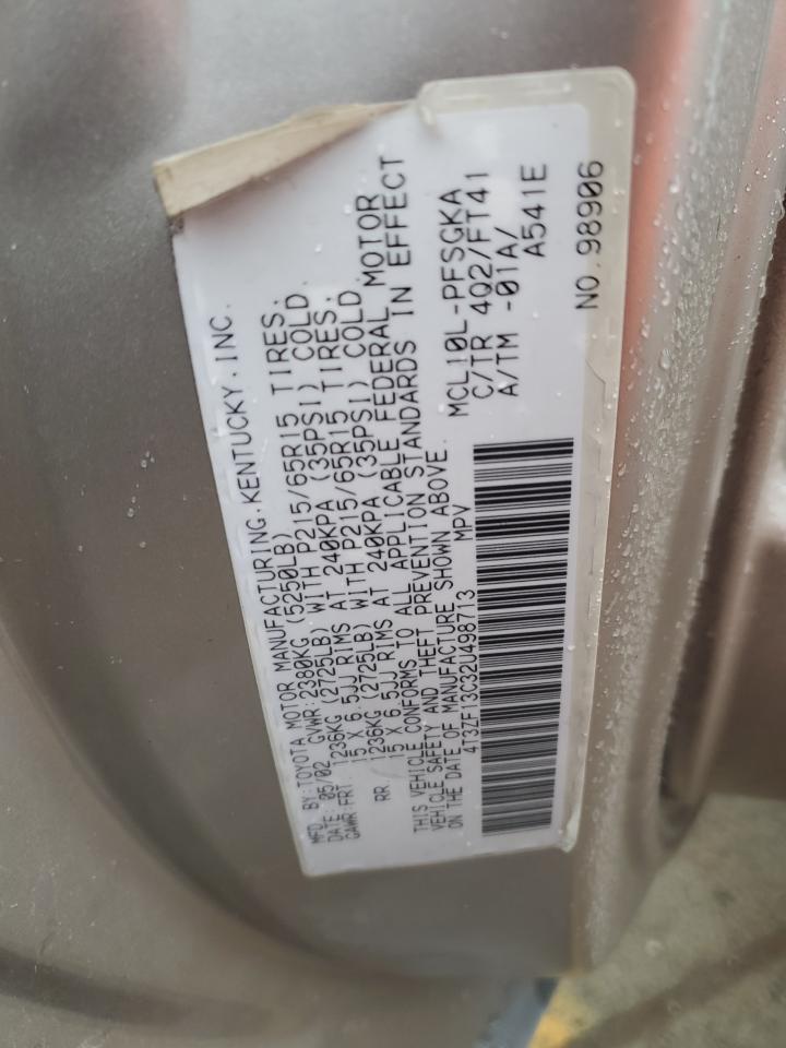 2002 Toyota Sienna Le Серебряный vin: 4T3ZF13C32U498713