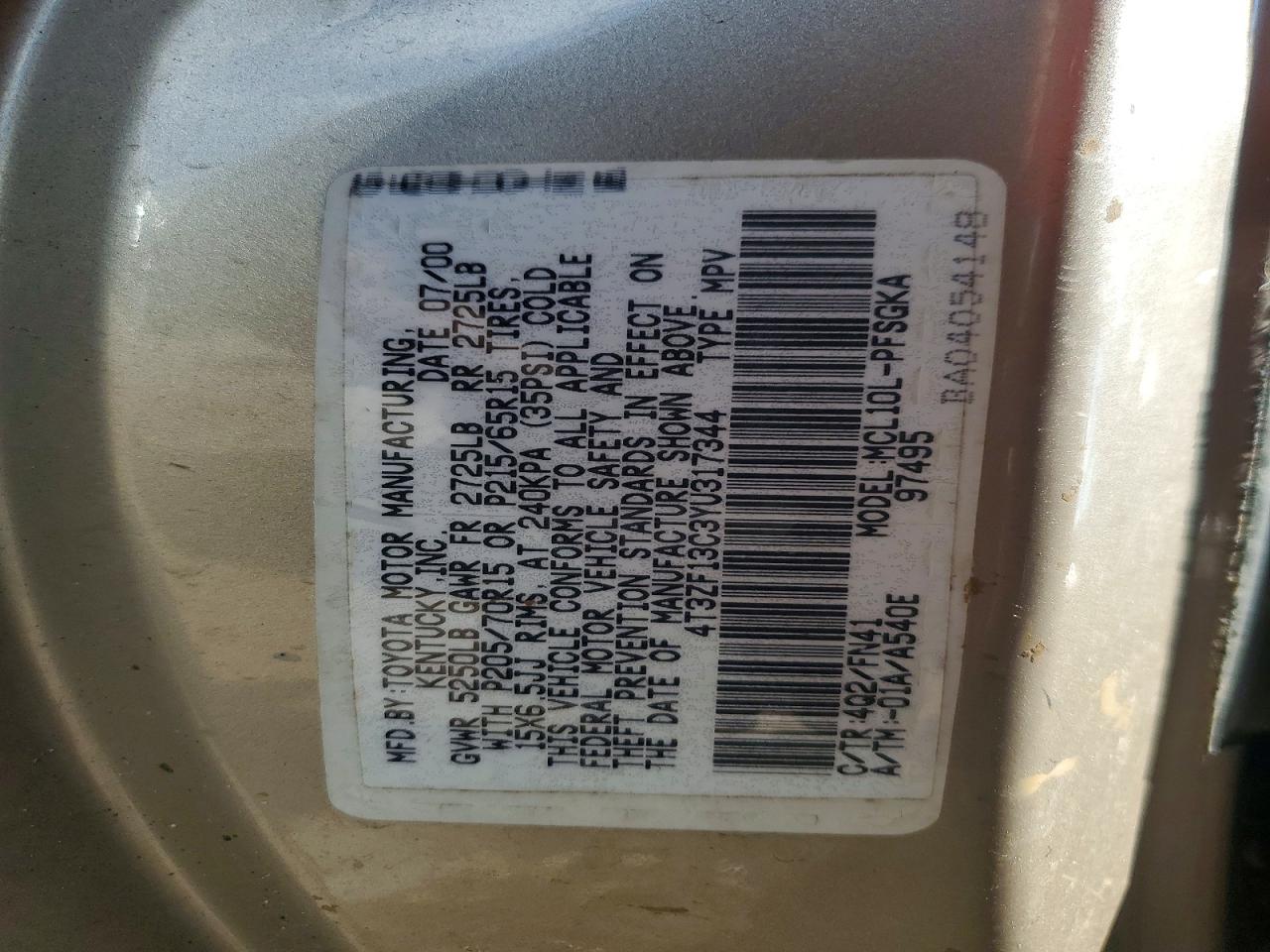 2000 Toyota Sienna Le Beige vin: 4T3ZF13C3YU317344