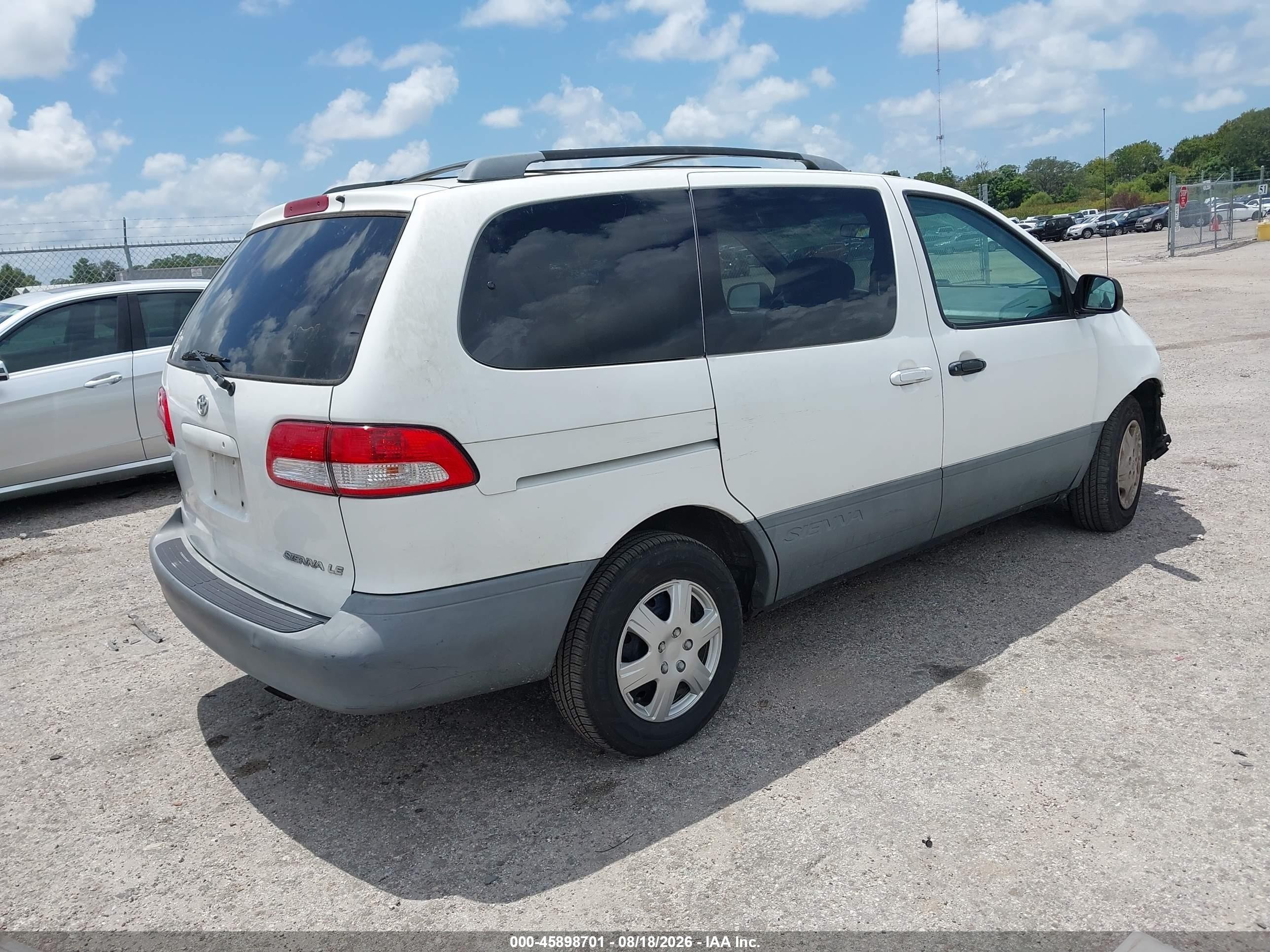2001 Toyota Sienna Le White vin: 4T3ZF13C41U345322