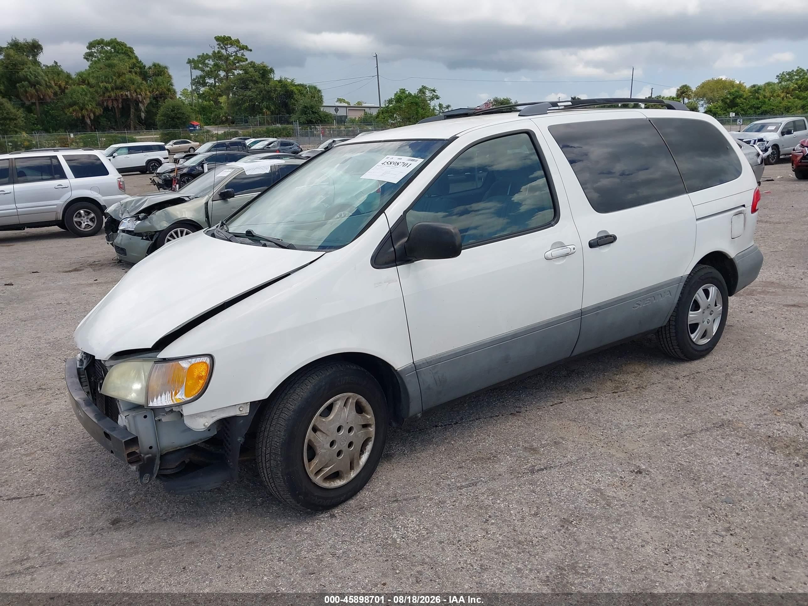 2001 Toyota Sienna Le White vin: 4T3ZF13C41U345322