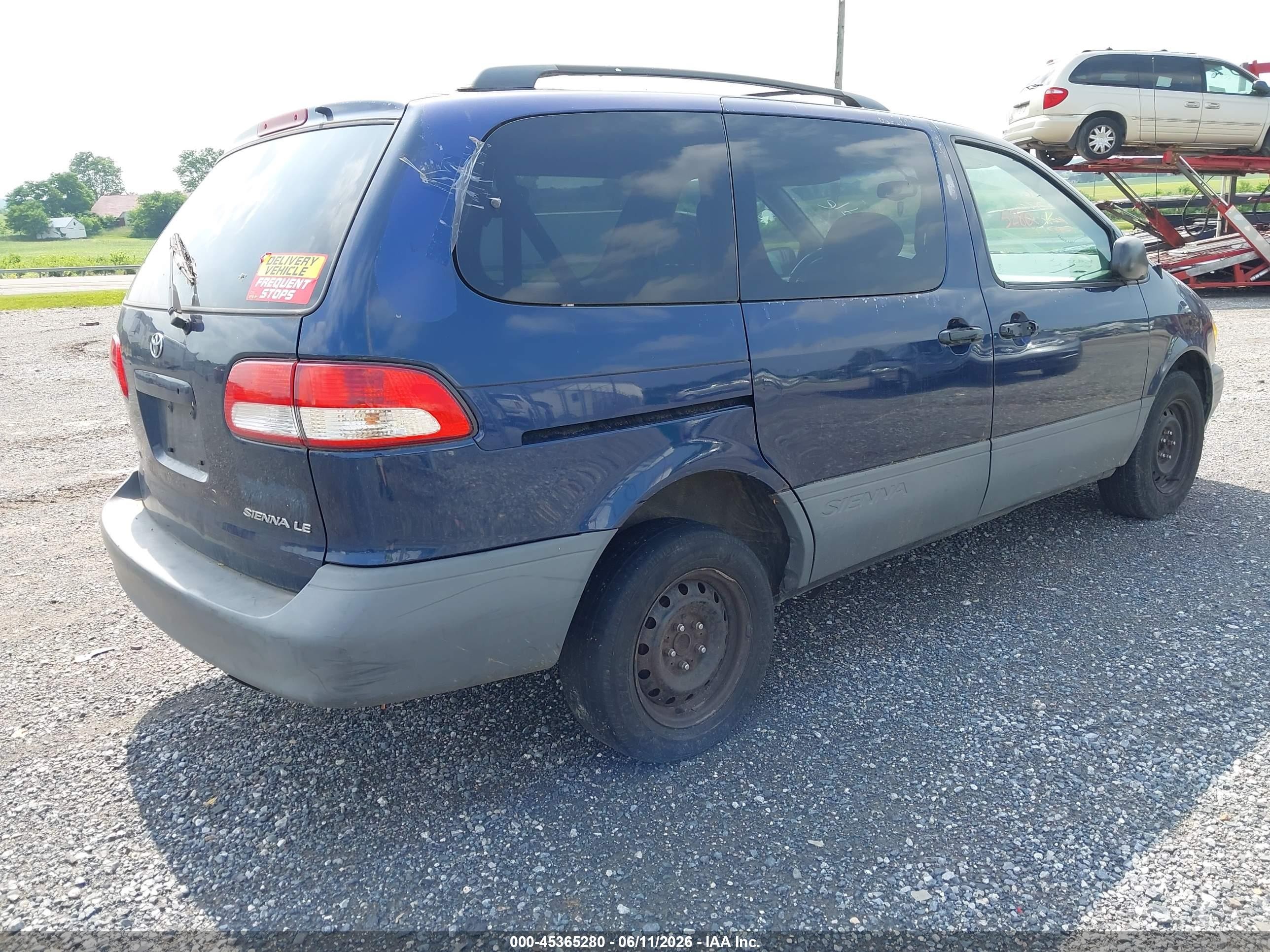 2002 Toyota Sienna Le Blue vin: 4T3ZF13C42U419629