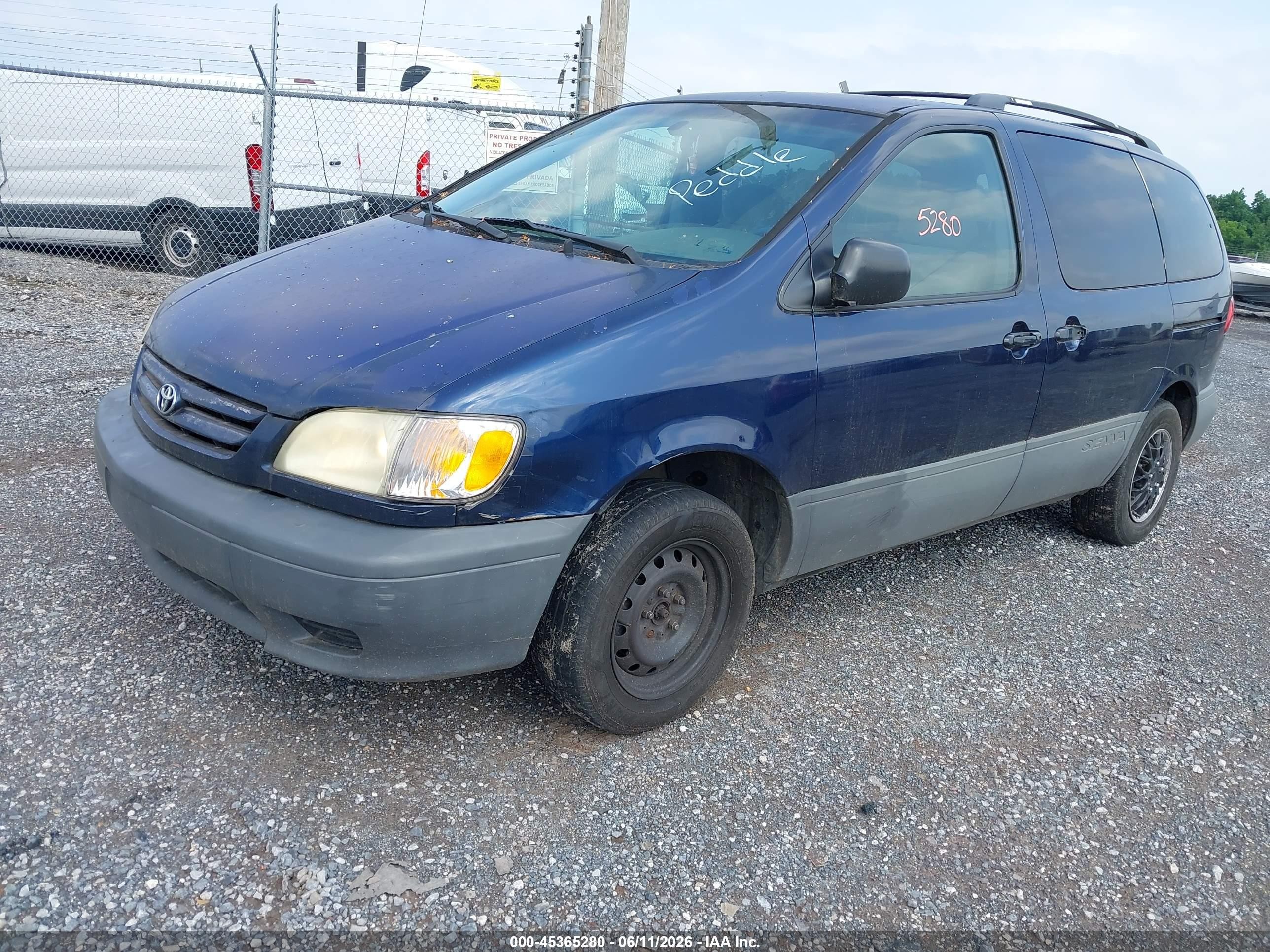2002 Toyota Sienna Le Blue vin: 4T3ZF13C42U419629
