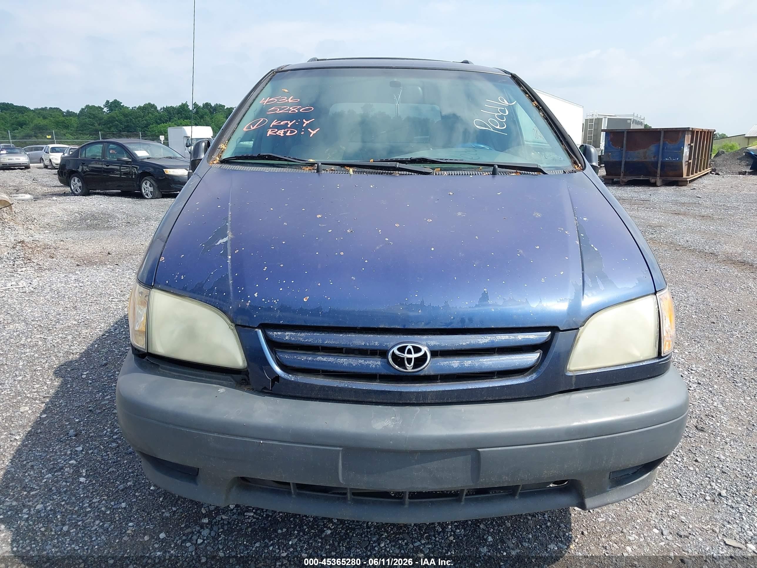 2002 Toyota Sienna Le Blue vin: 4T3ZF13C42U419629