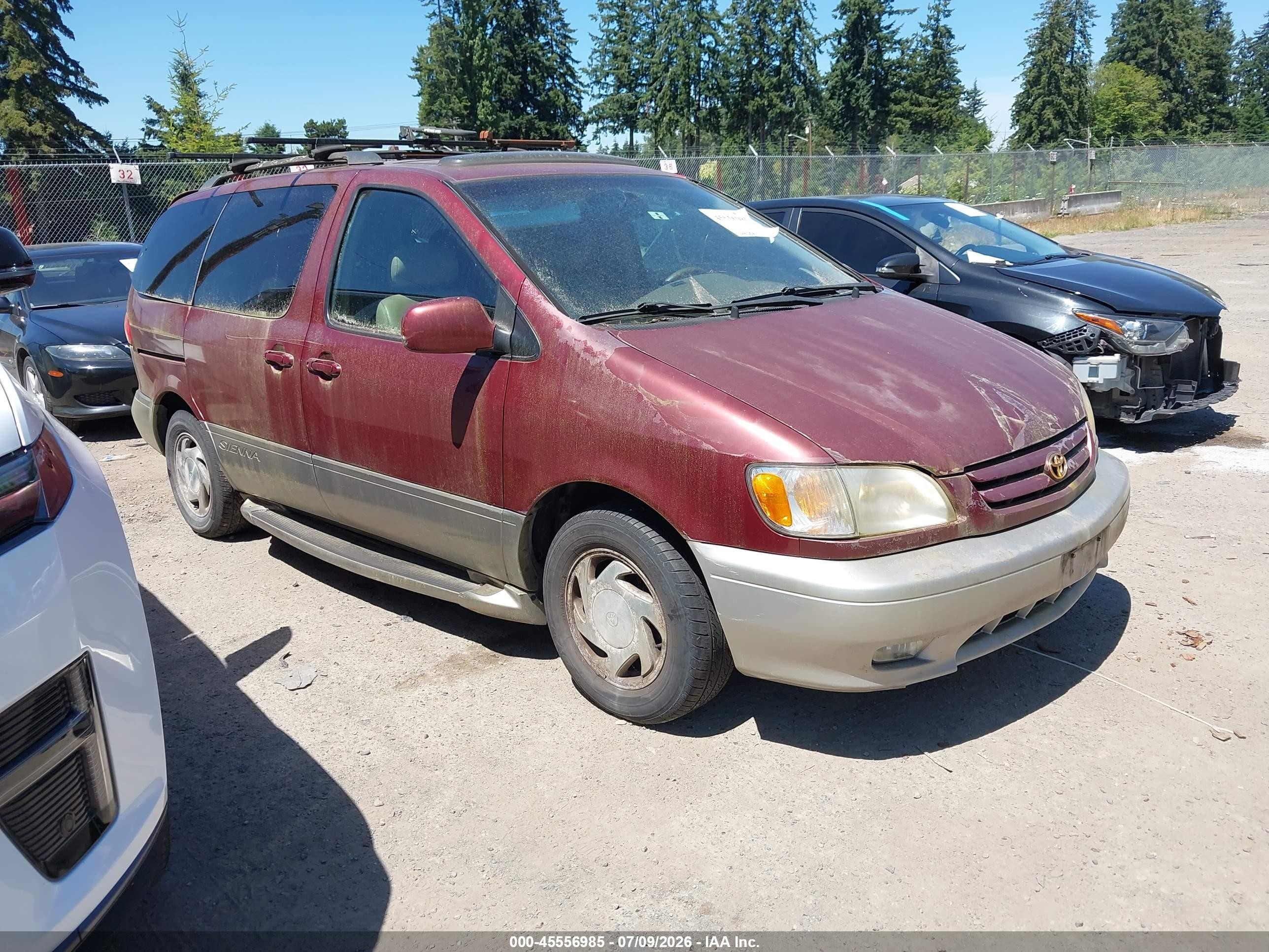 2002 Toyota Sienna Xle Burgundy vin: 4T3ZF13C52U489222