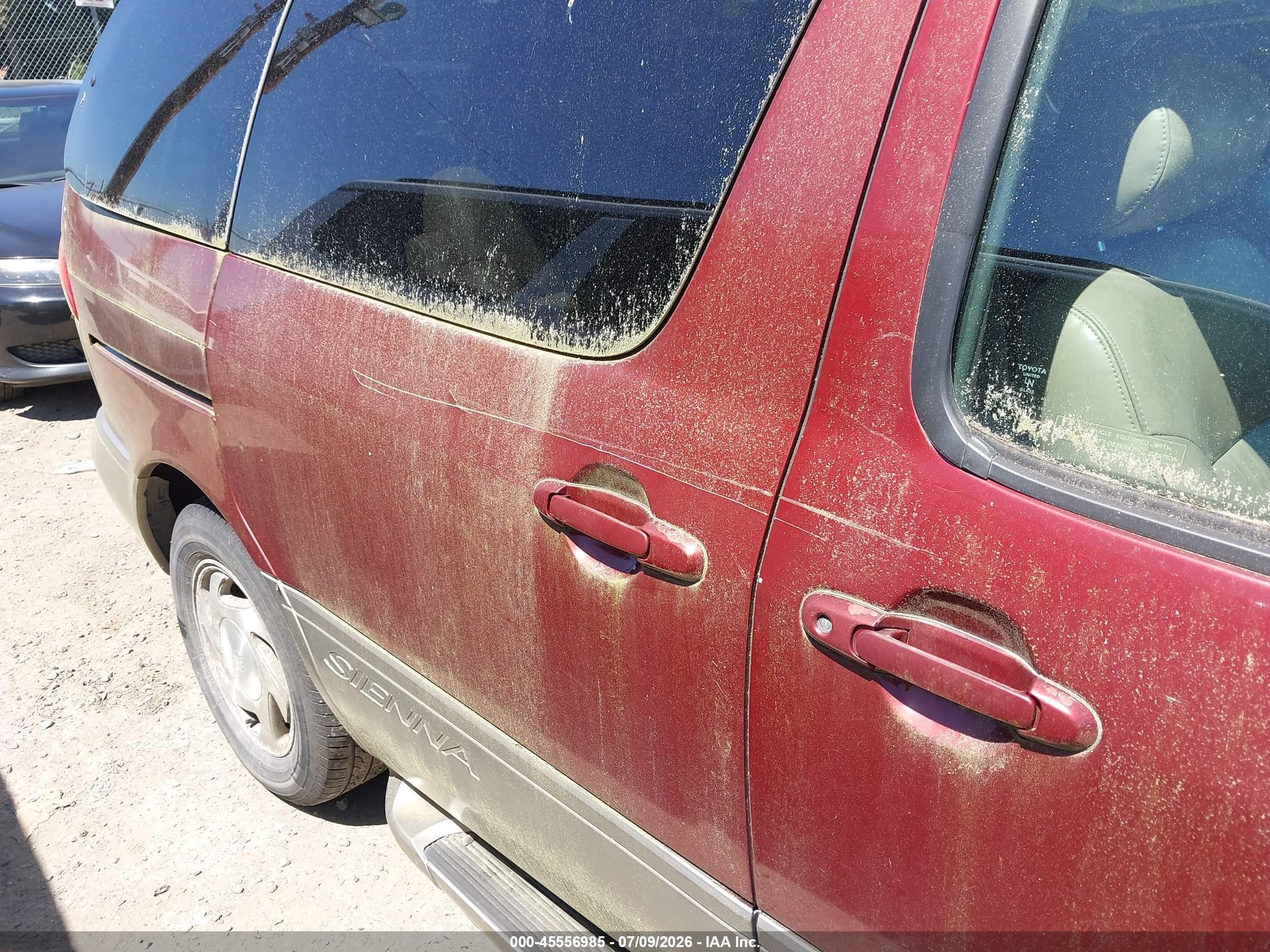 2002 Toyota Sienna Xle Burgundy vin: 4T3ZF13C52U489222
