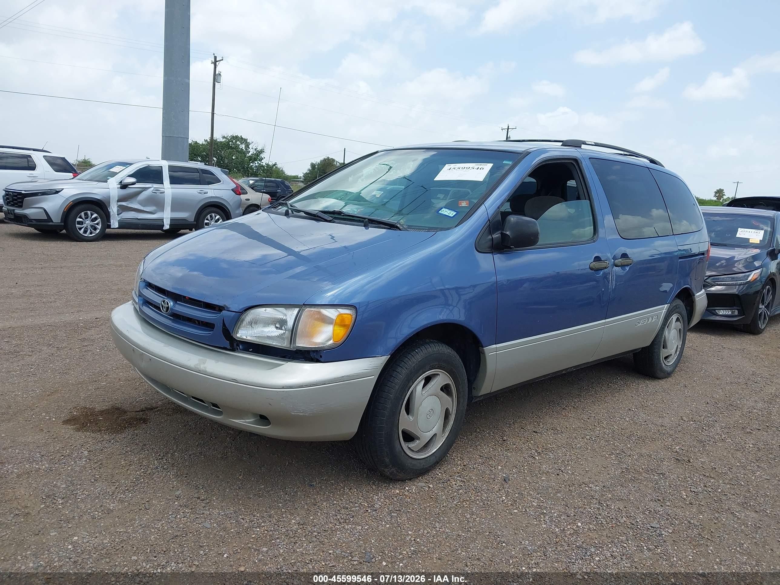 2000 Toyota Sienna Xle Blue vin: 4T3ZF13C5YU178544