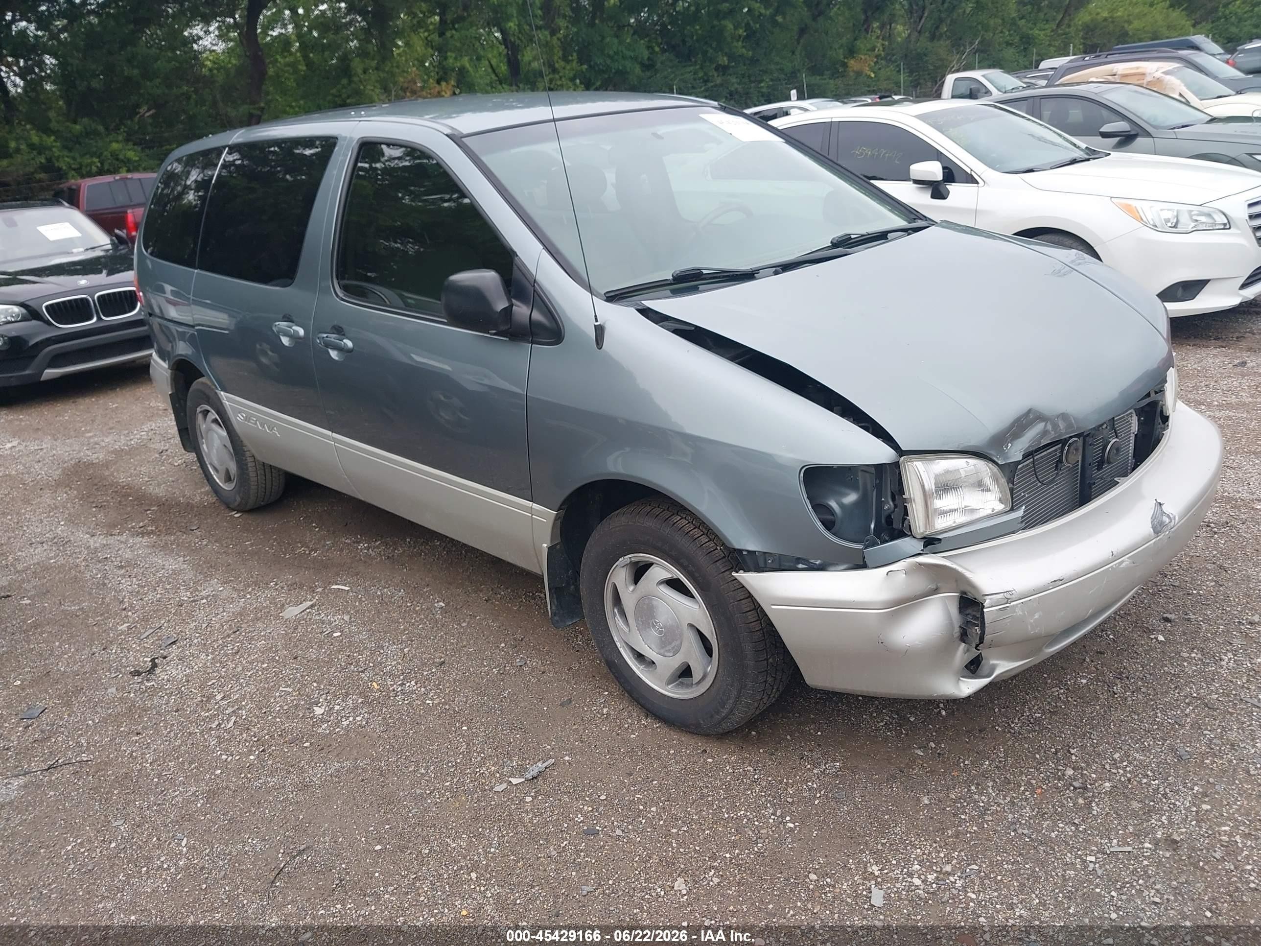 2000 Toyota Sienna Le/xle Blue vin: 4T3ZF13C5YU240136