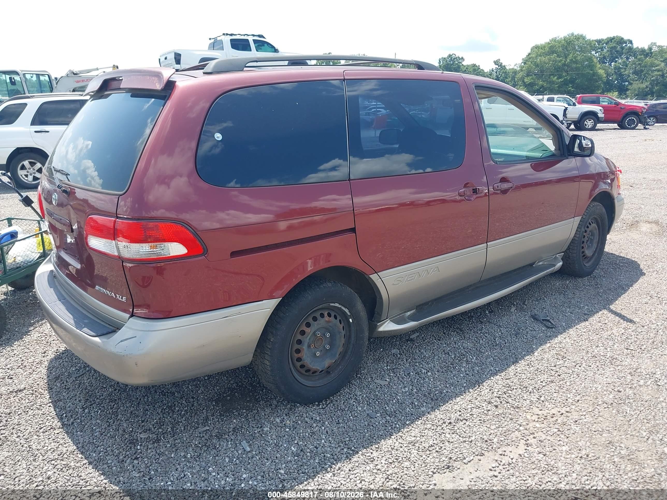 2002 Toyota Sienna Xle Burgundy vin: 4T3ZF13C62U464572