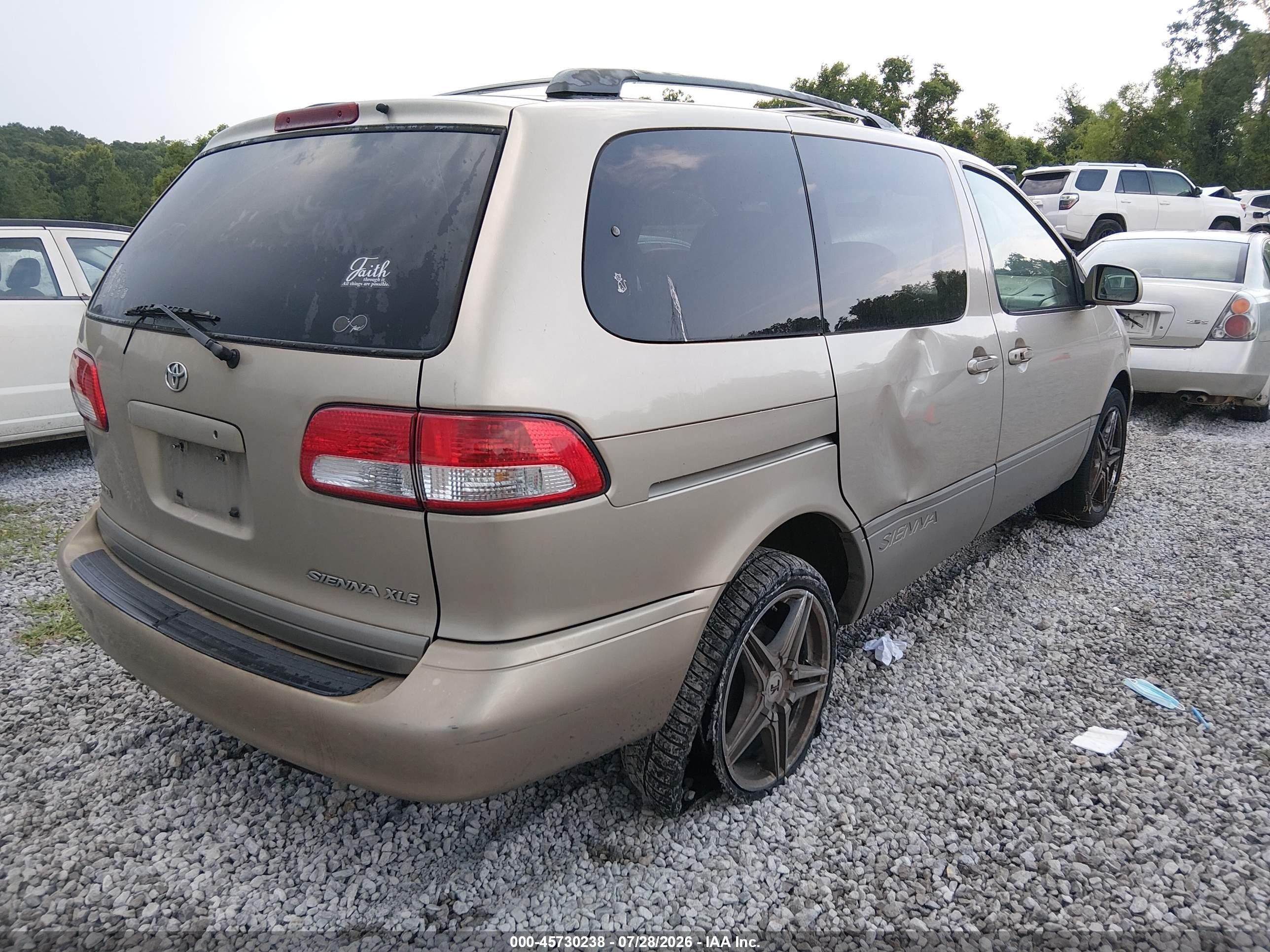 2001 Toyota Sienna Xle Gold vin: 4T3ZF13C71U374202