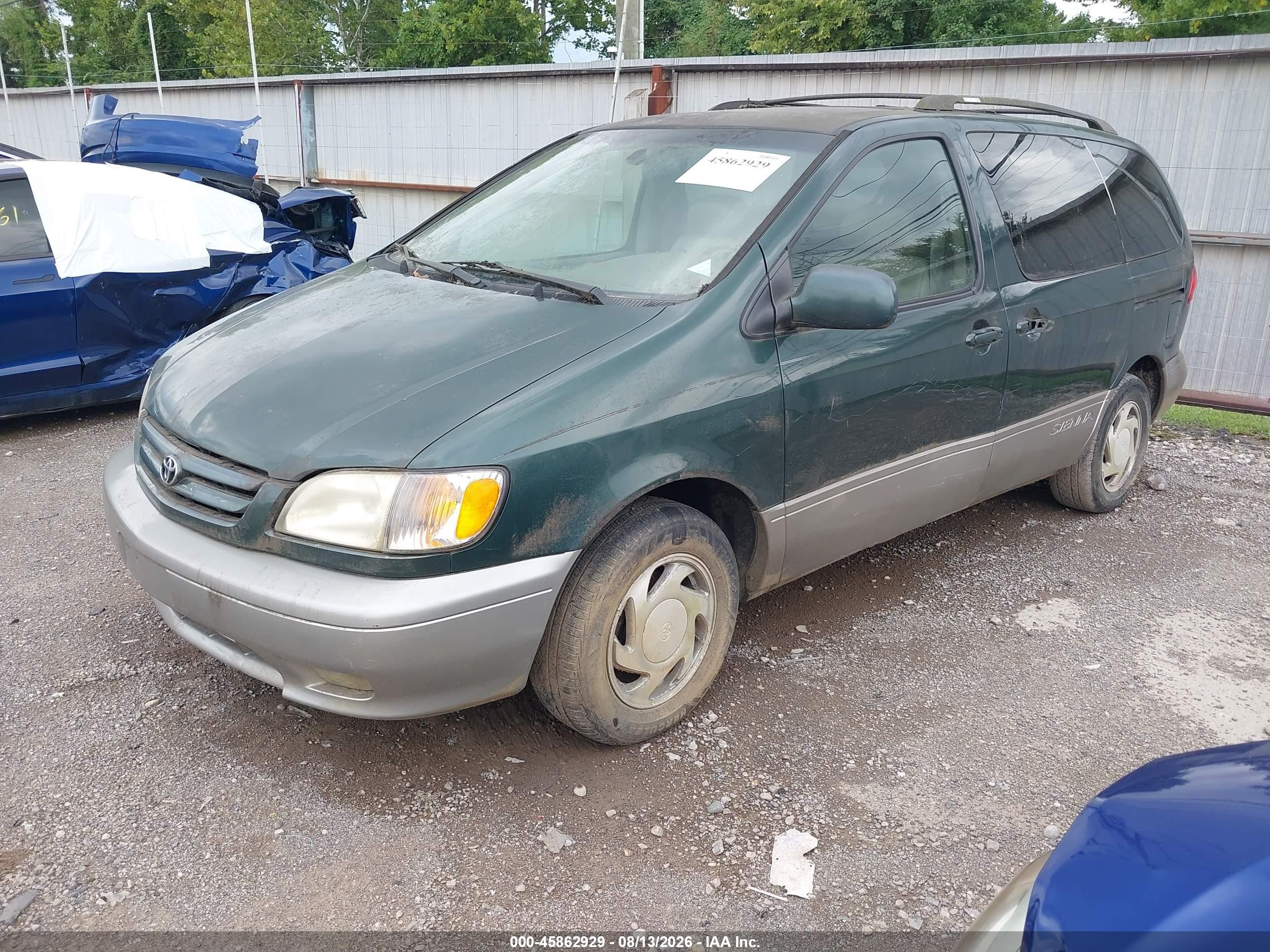 2002 Toyota Sienna Xle Green vin: 4T3ZF13C72U457047