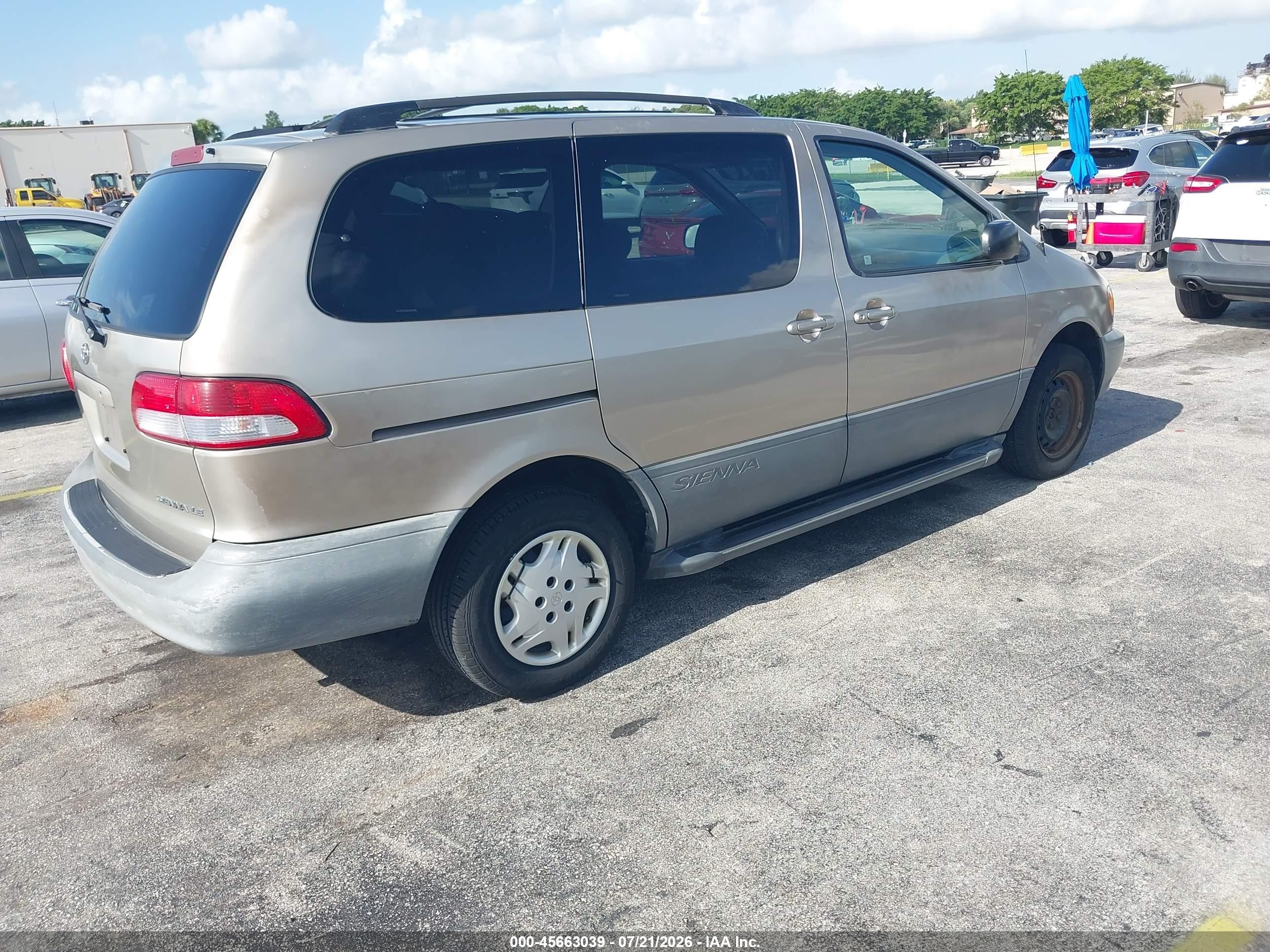 2001 Toyota Sienna Le Gold vin: 4T3ZF13C81U350281