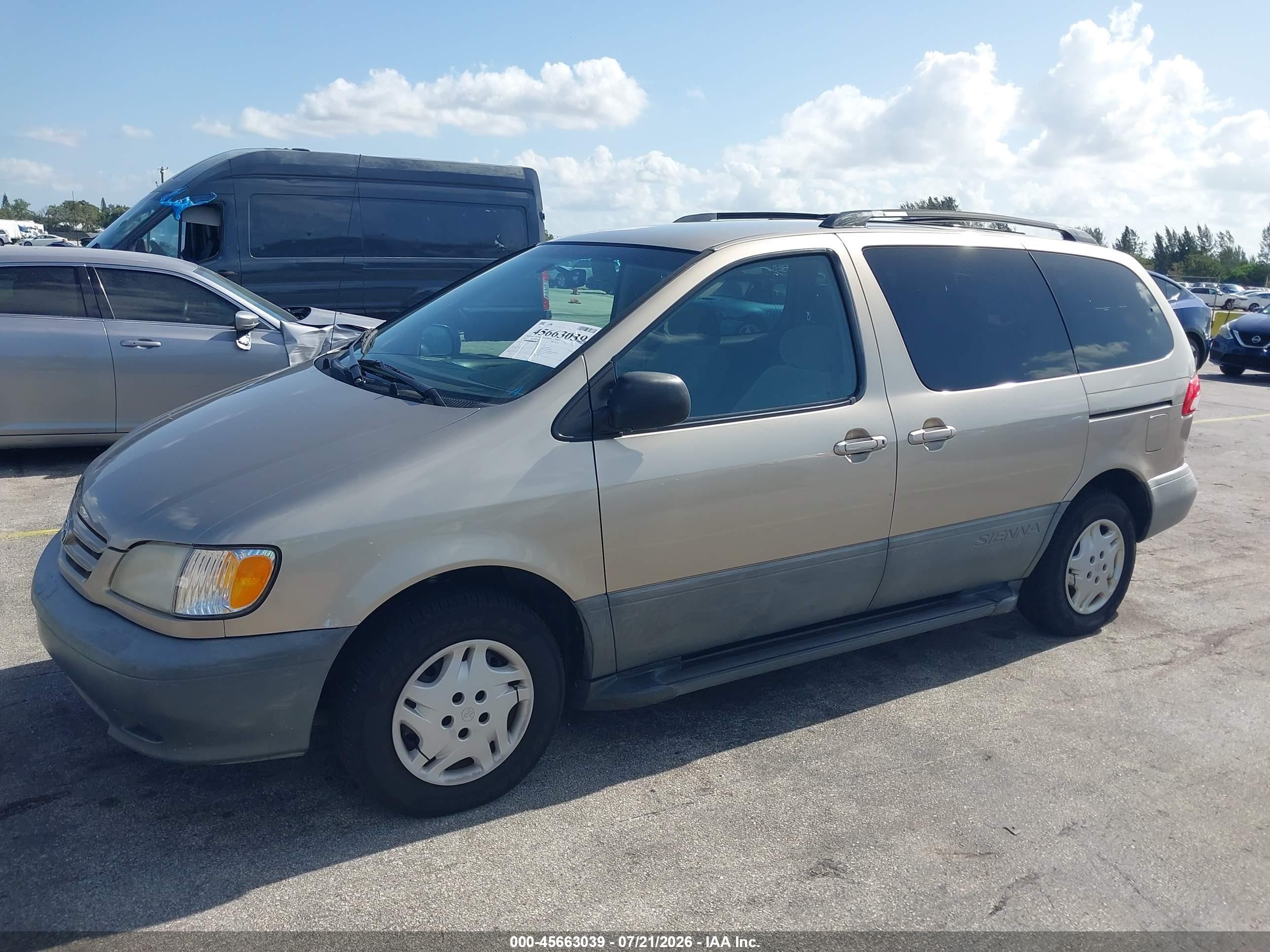 2001 Toyota Sienna Le Gold vin: 4T3ZF13C81U350281