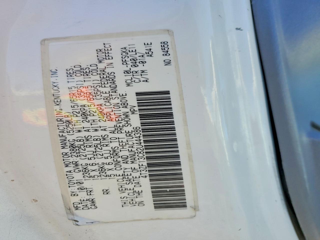 2002 Toyota Sienna Xle White vin: 4T3ZF13C82U444386