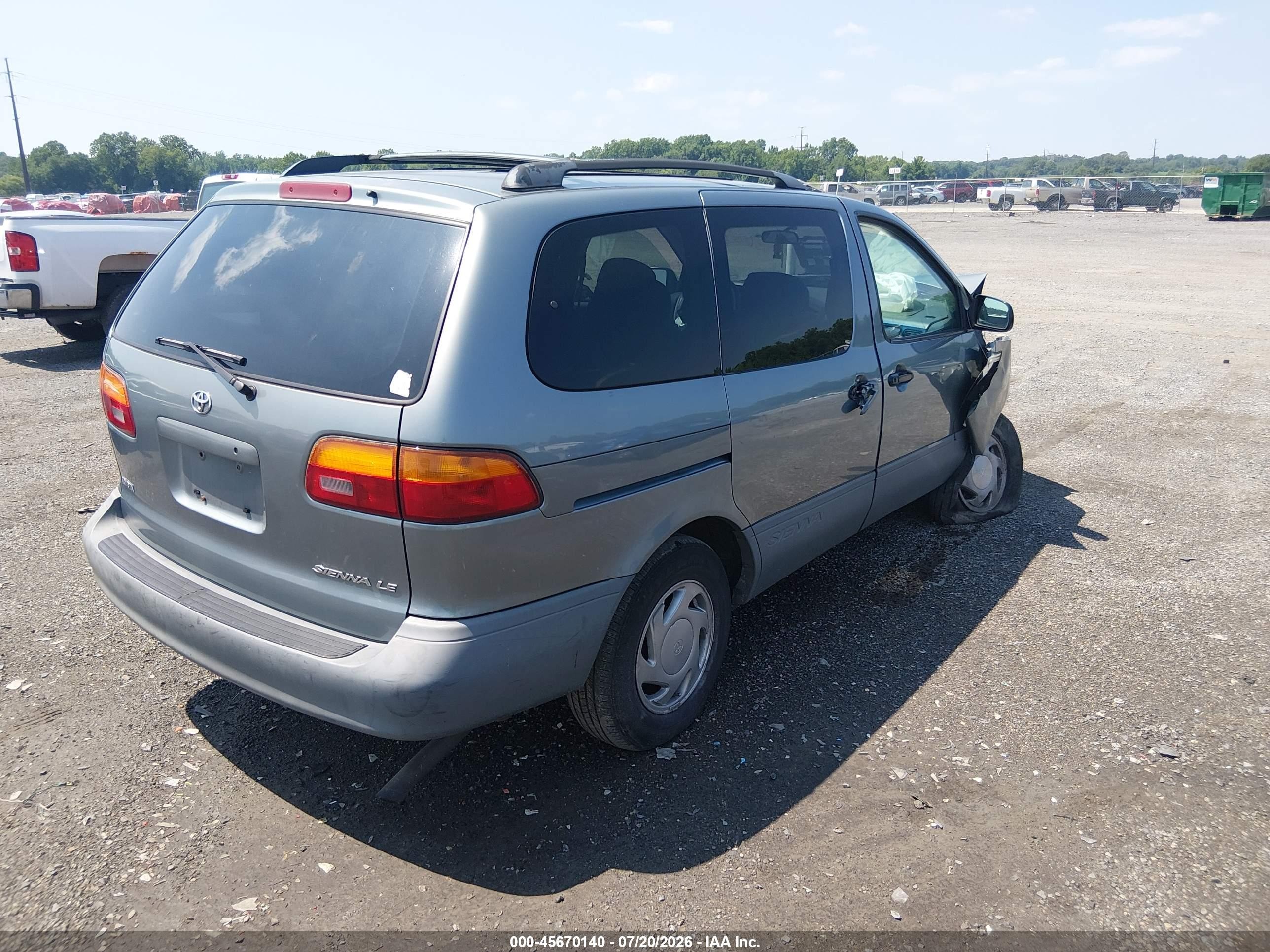 2000 Toyota Sienna Le Light Blue vin: 4T3ZF13C8YU302340