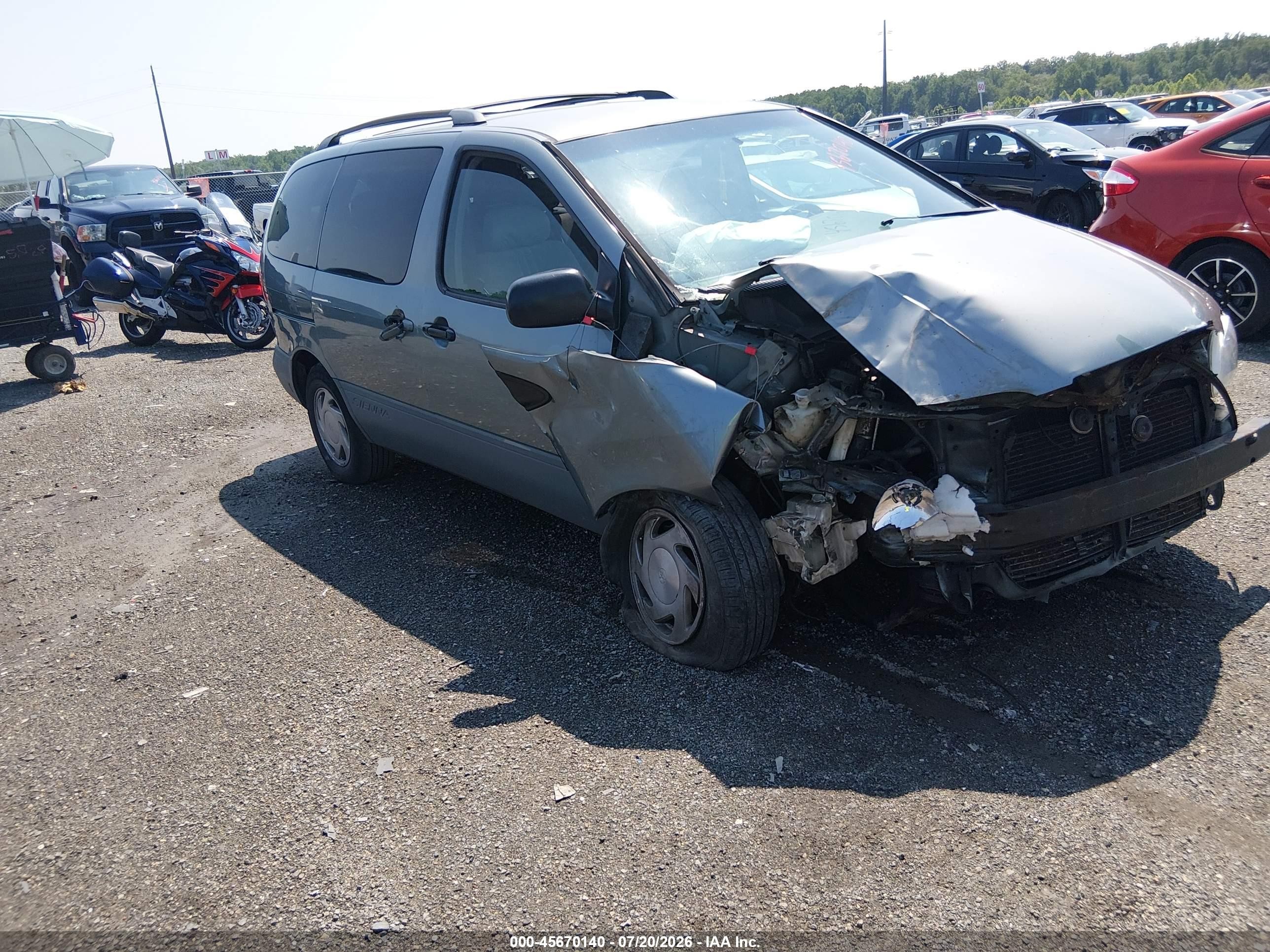 2000 Toyota Sienna Le Light Blue vin: 4T3ZF13C8YU302340