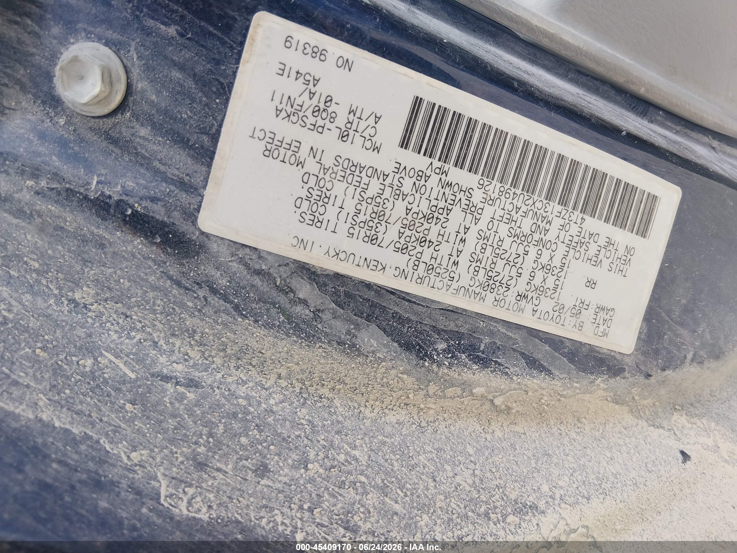 2002 Toyota Sienna Le Blue vin: 4T3ZF13CX2U498126