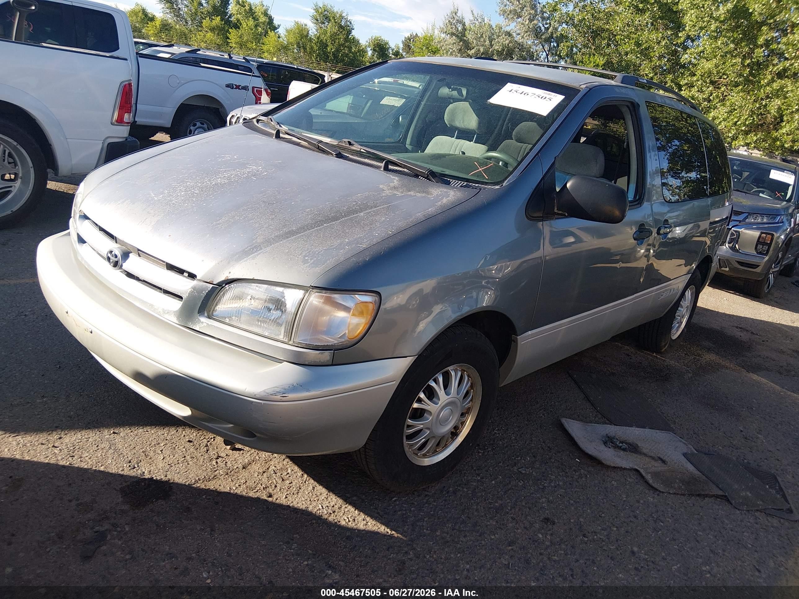 2000 Toyota Sienna Xle Green vin: 4T3ZF13CXYU205592