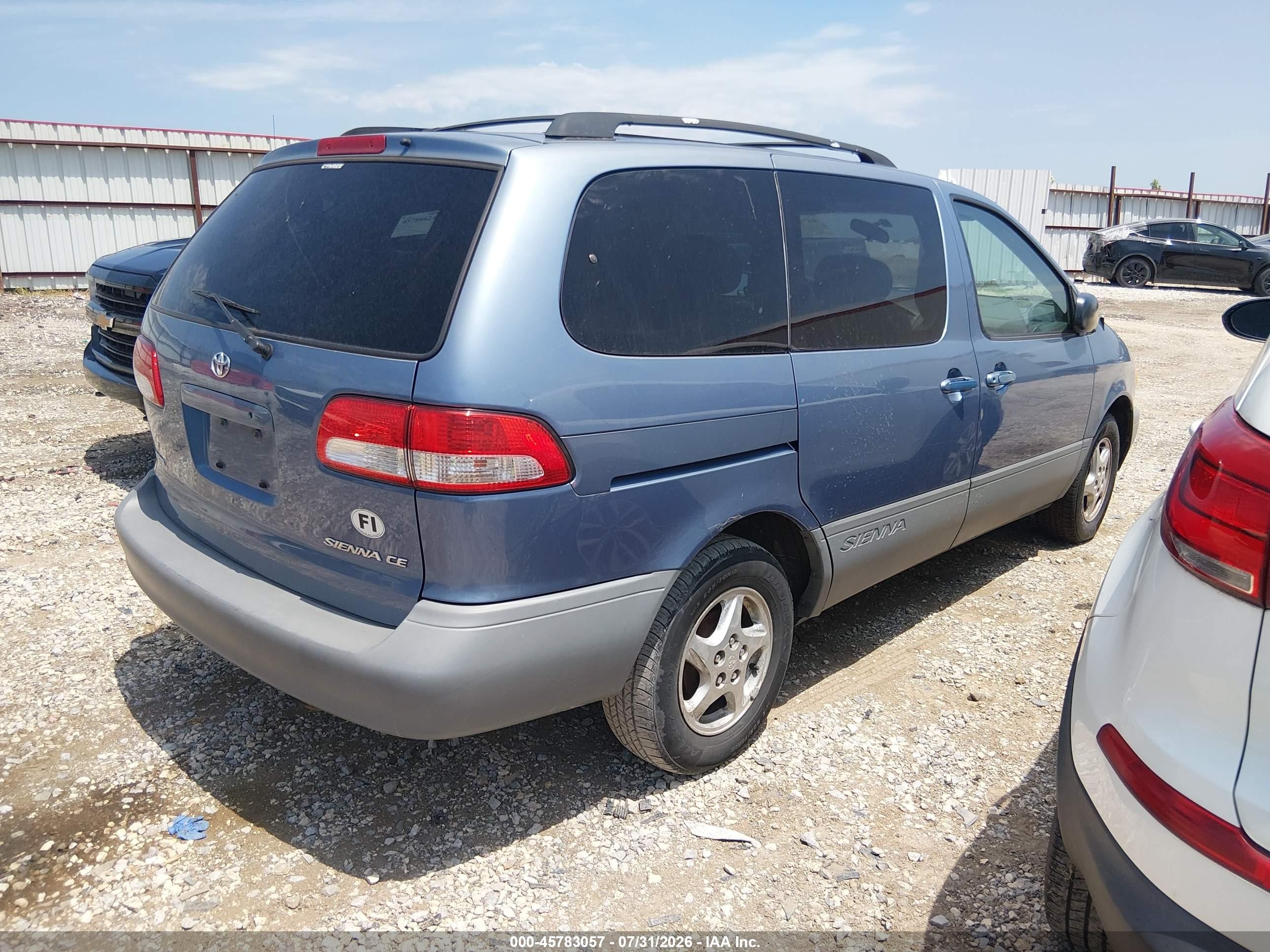 2002 Toyota Sienna Ce Blue vin: 4T3ZF19C02U472576