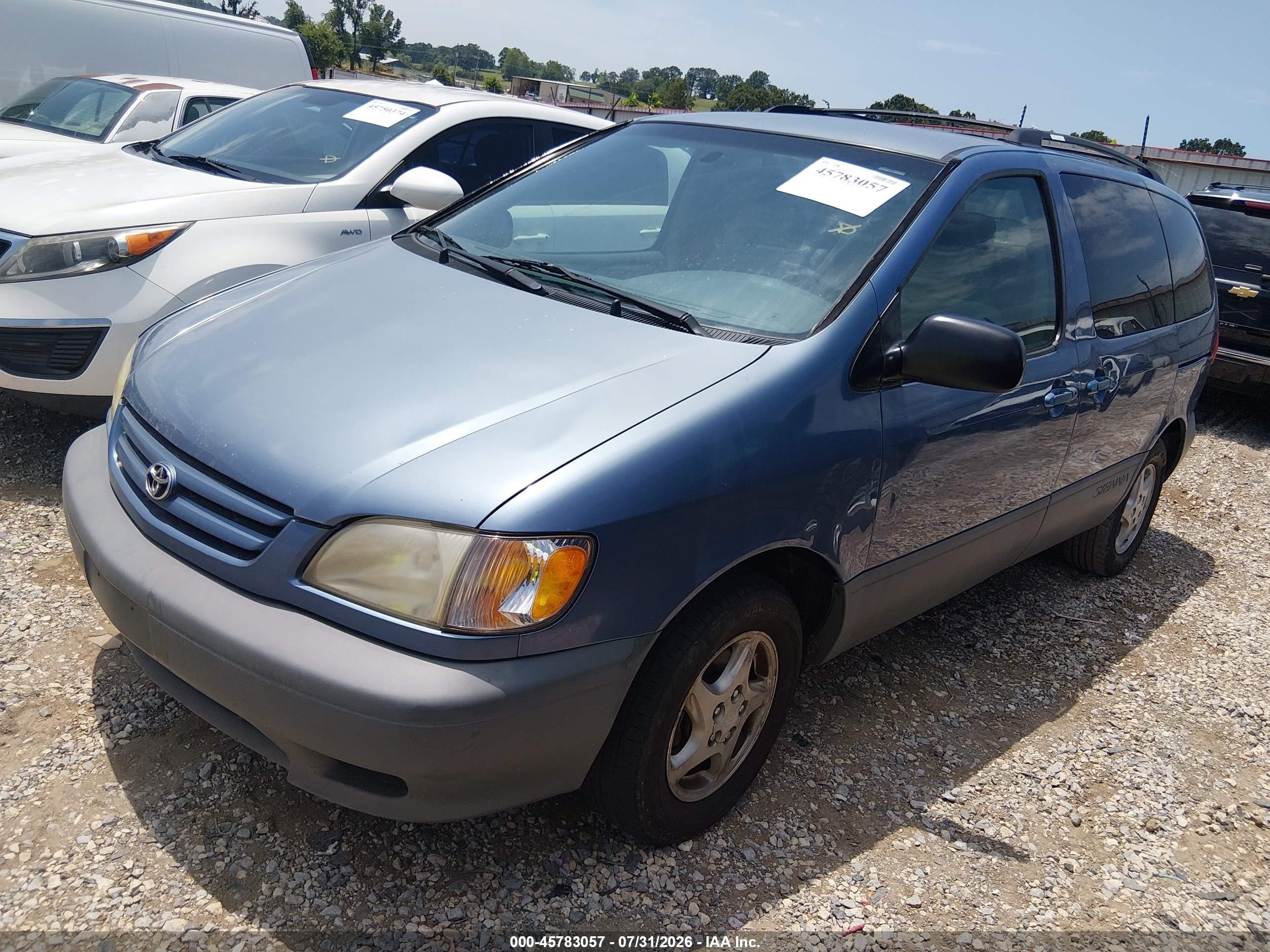2002 Toyota Sienna Ce Blue vin: 4T3ZF19C02U472576