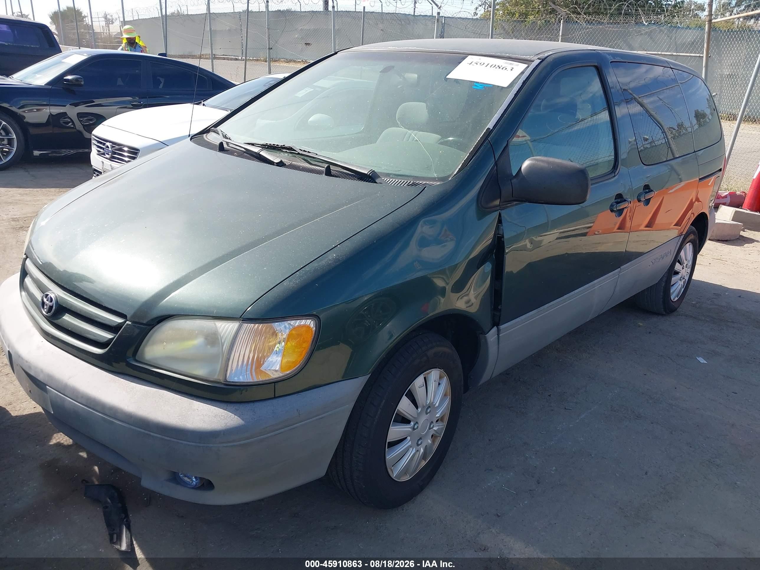 2001 Toyota Sienna Ce Green vin: 4T3ZF19C51U406801