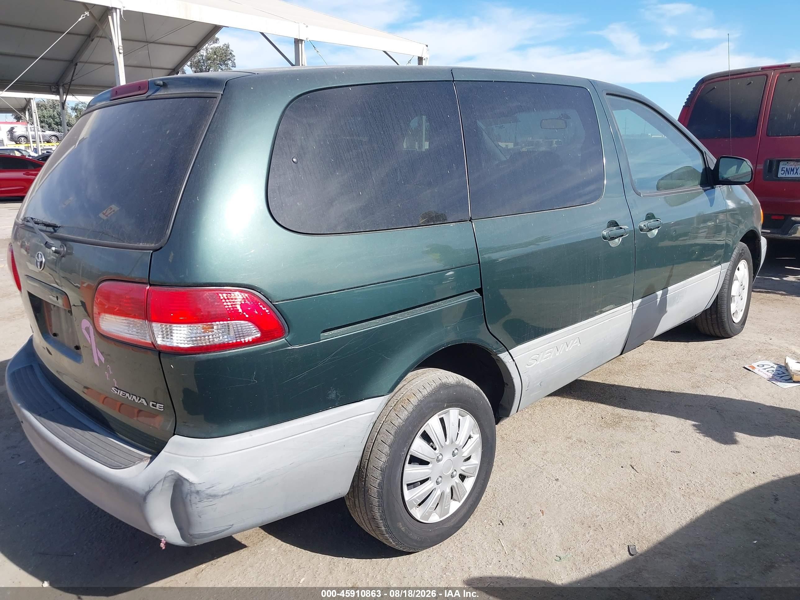 2001 Toyota Sienna Ce Green vin: 4T3ZF19C51U406801