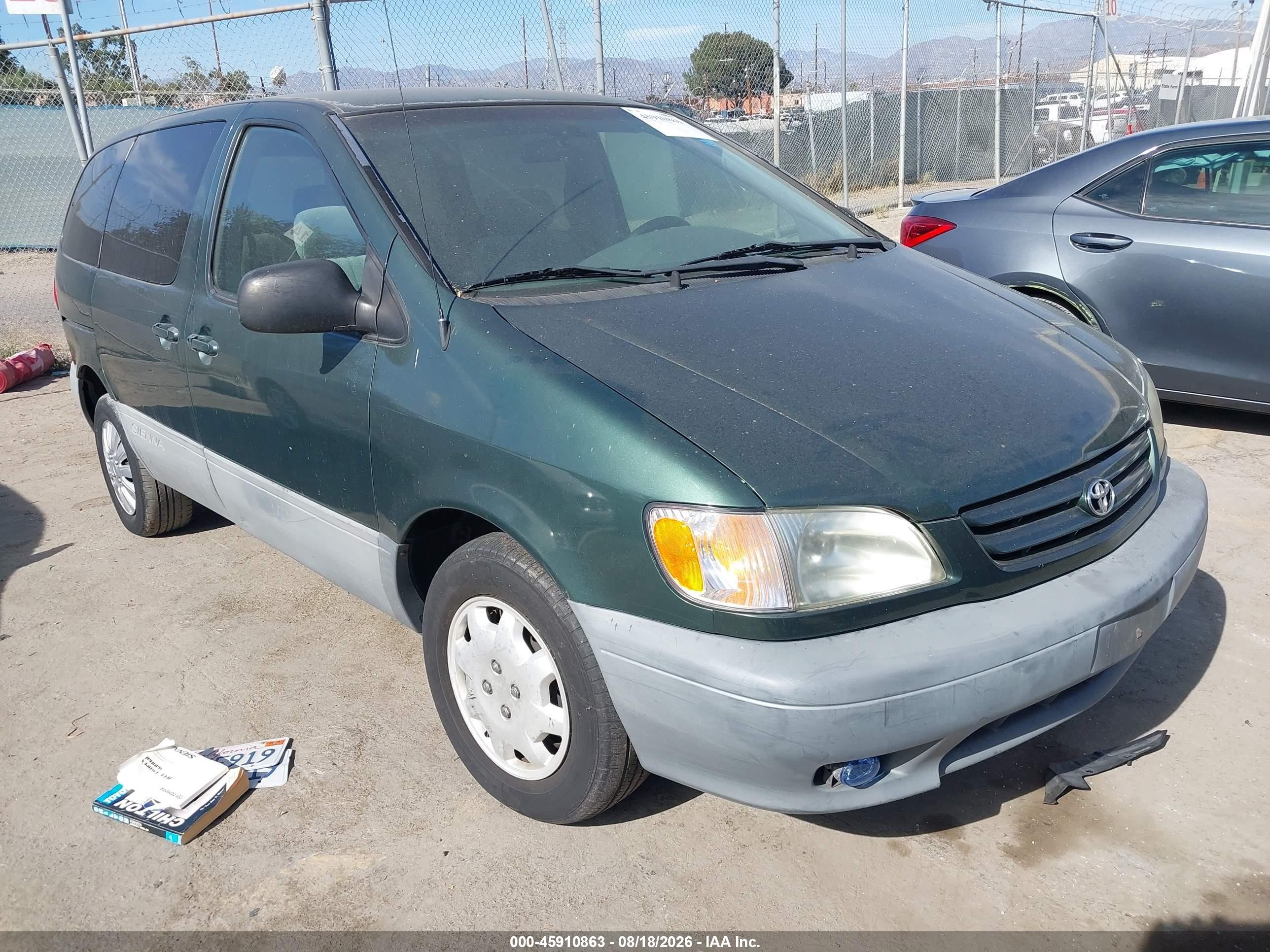 2001 Toyota Sienna Ce Зеленый vin: 4T3ZF19C51U406801