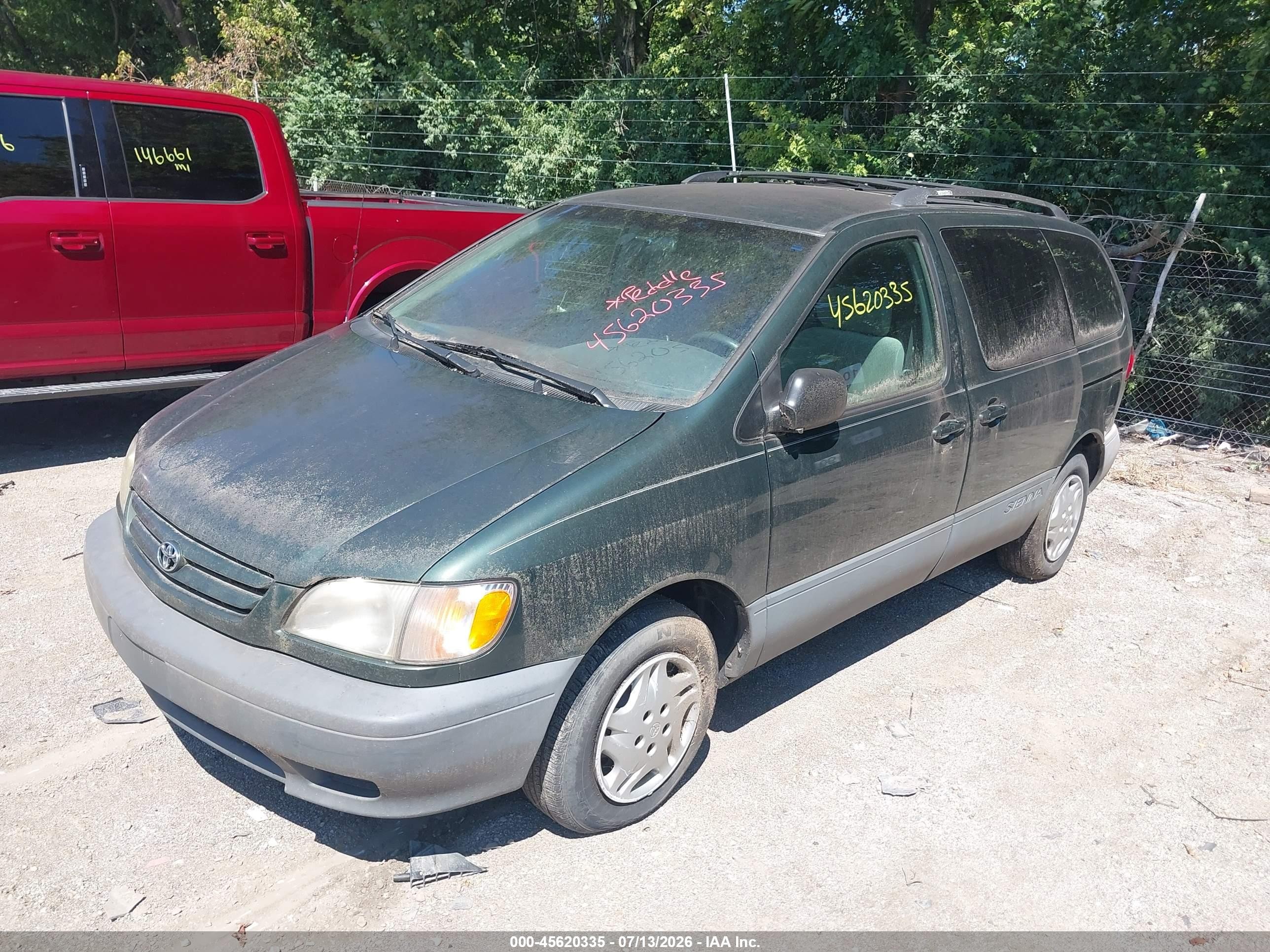 2002 Toyota Sienna Ce Green vin: 4T3ZF19C52U496677
