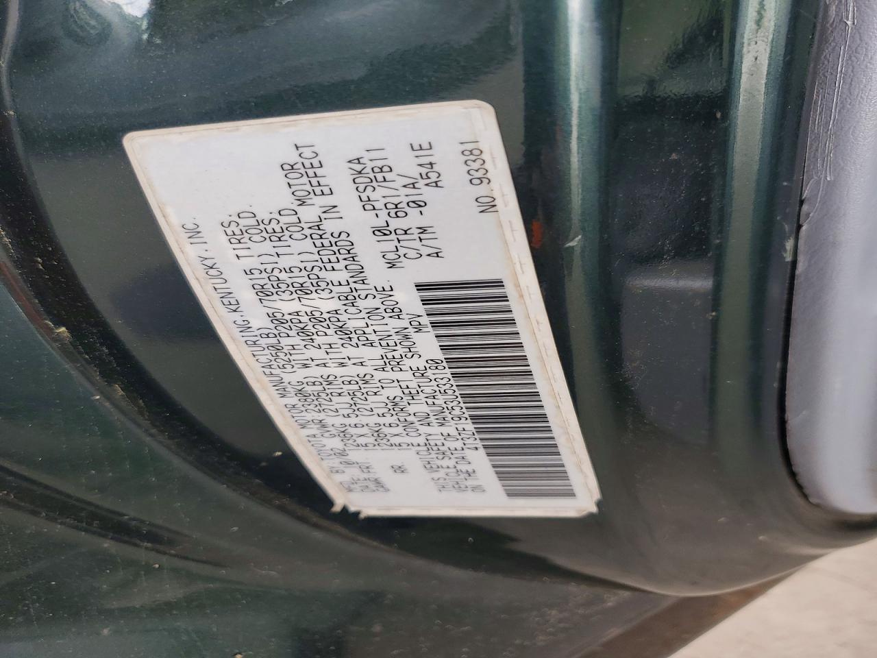 2003 Toyota Sienna Ce Green vin: 4T3ZF19C53U533180