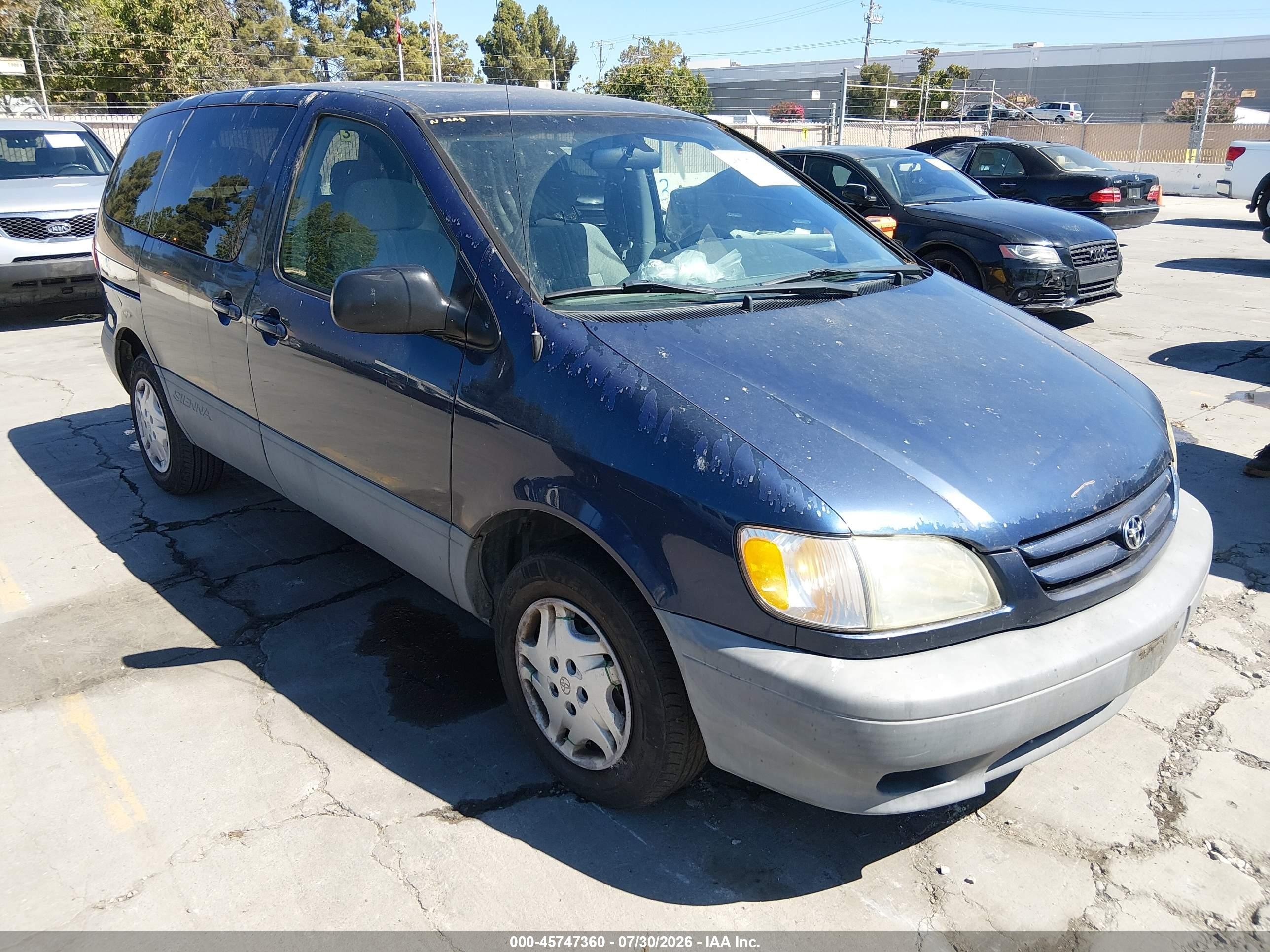 2001 Toyota Sienna Ce Blue vin: 4T3ZF19C61U407603
