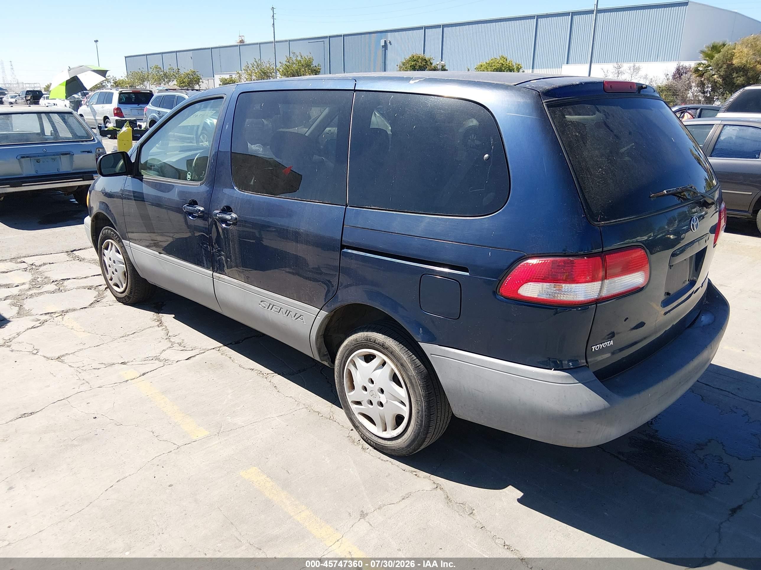 2001 Toyota Sienna Ce Blue vin: 4T3ZF19C61U407603