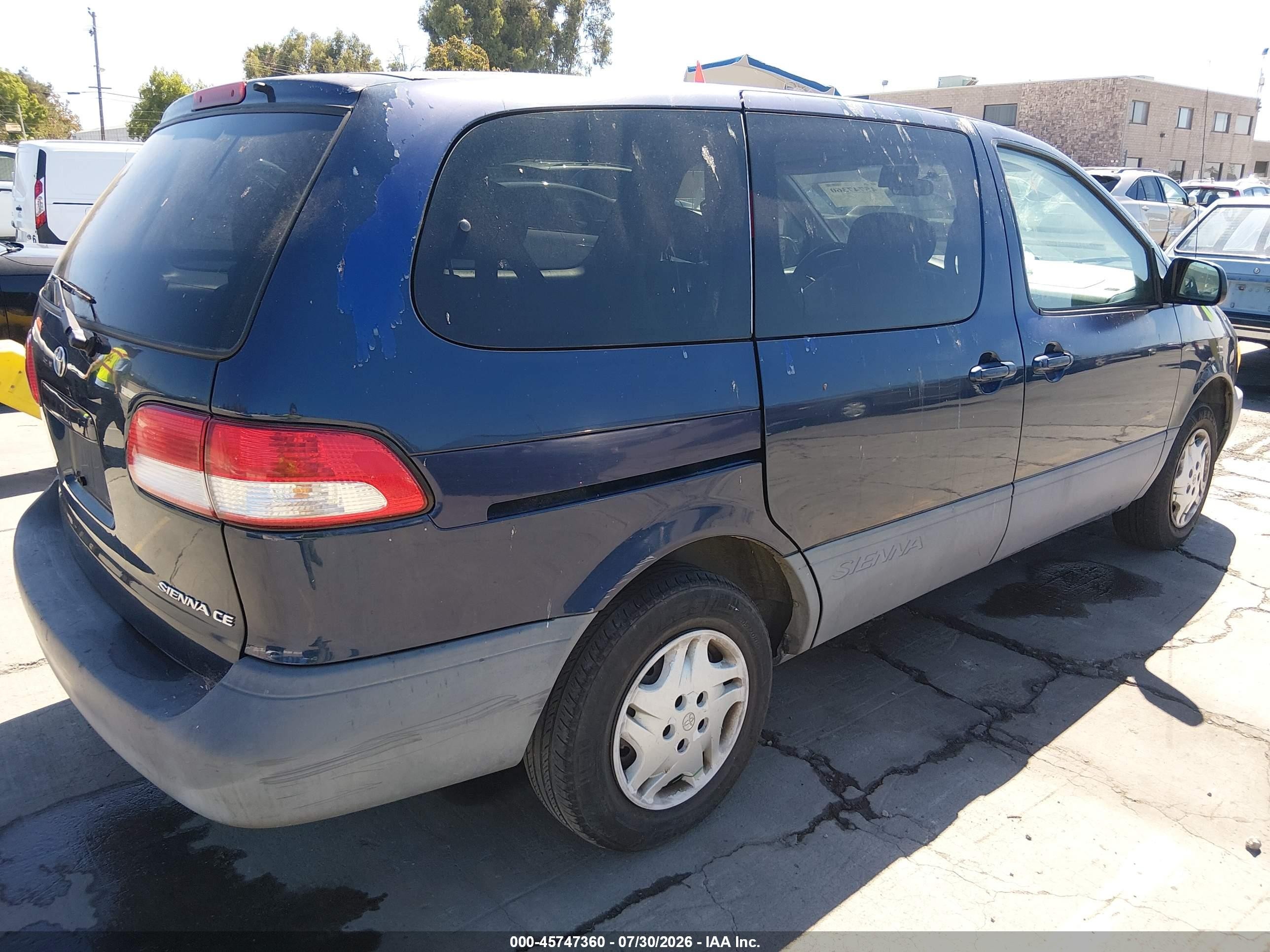 2001 Toyota Sienna Ce Blue vin: 4T3ZF19C61U407603