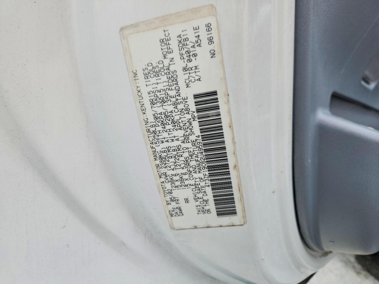 2002 Toyota Sienna Ce White vin: 4T3ZF19C62U495974