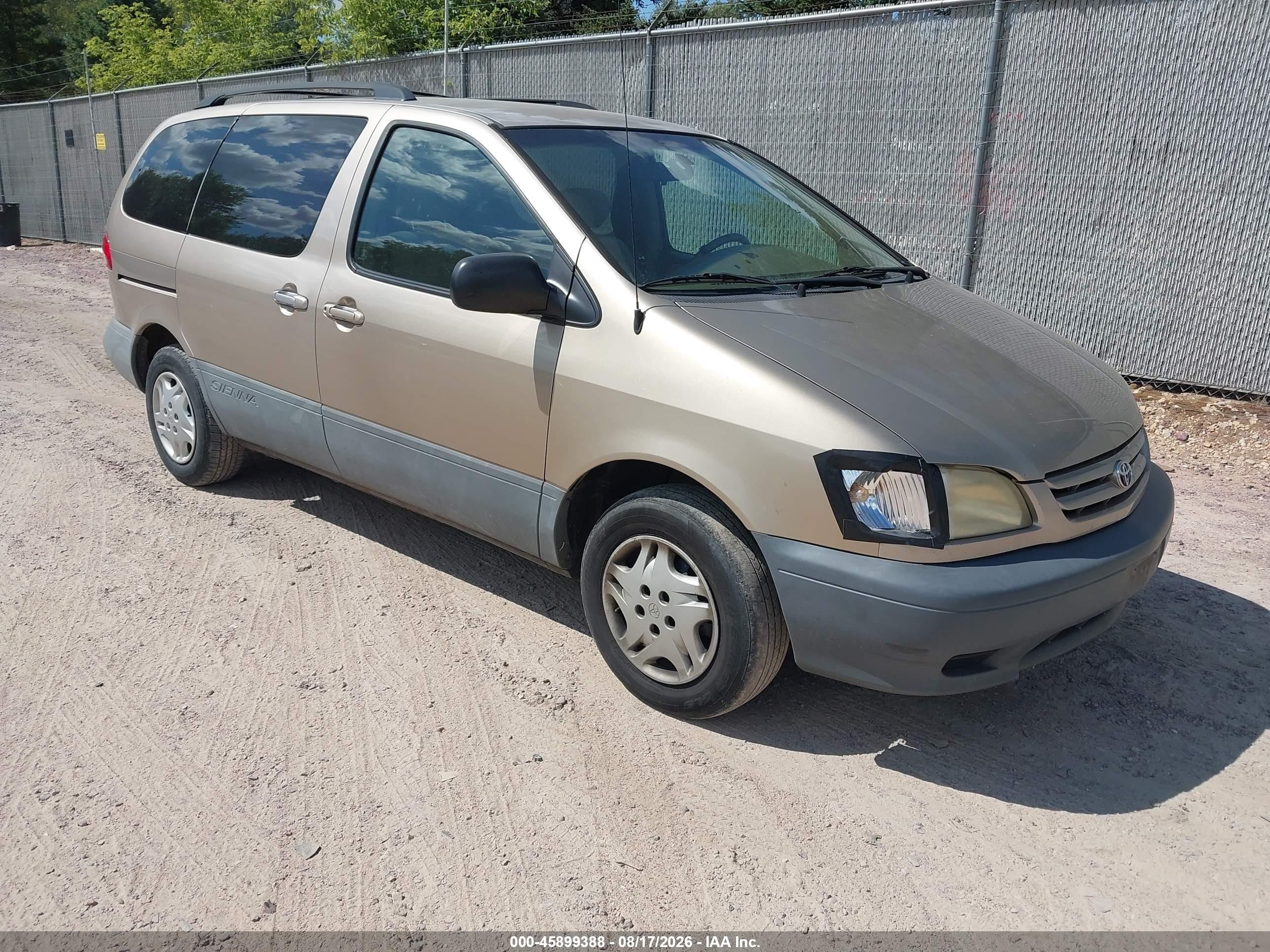 2002 Toyota Sienna Ce Gold vin: 4T3ZF19C92U496634
