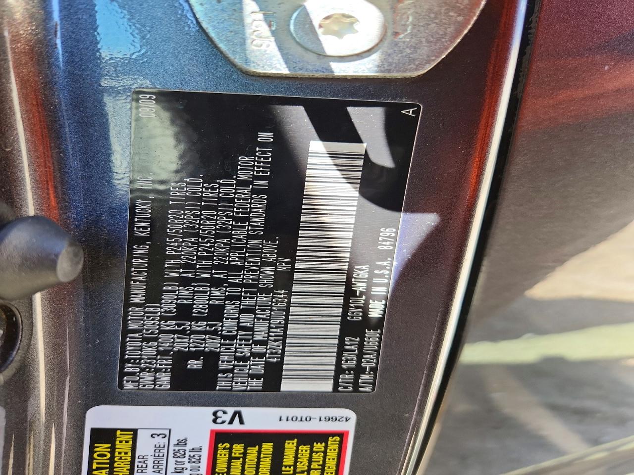 2009 Toyota Venza Fwd V6 Серый vin: 4T3ZK11A19U016344