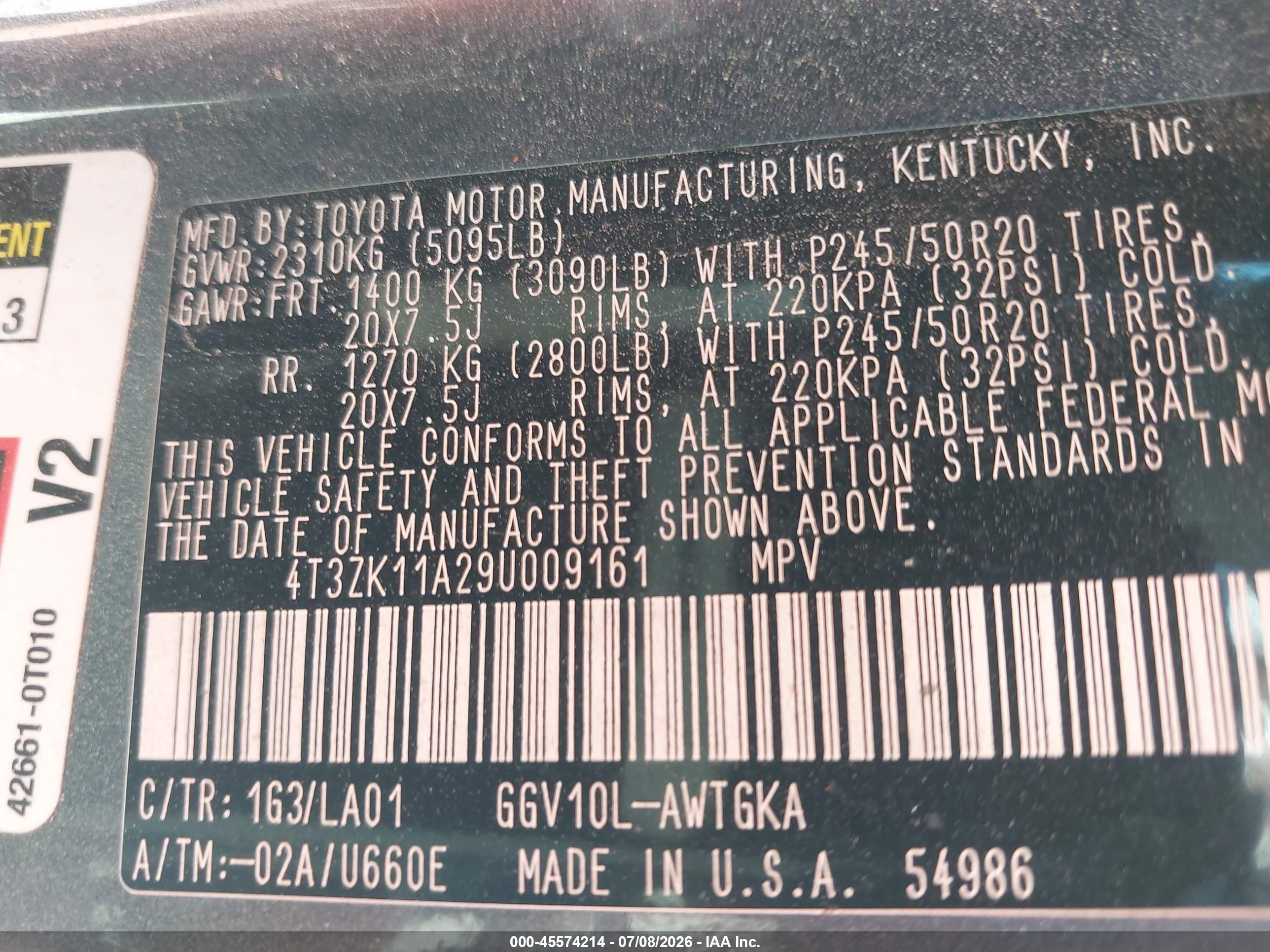 2009 Toyota Venza Base V6 Gray vin: 4T3ZK11A29U009161
