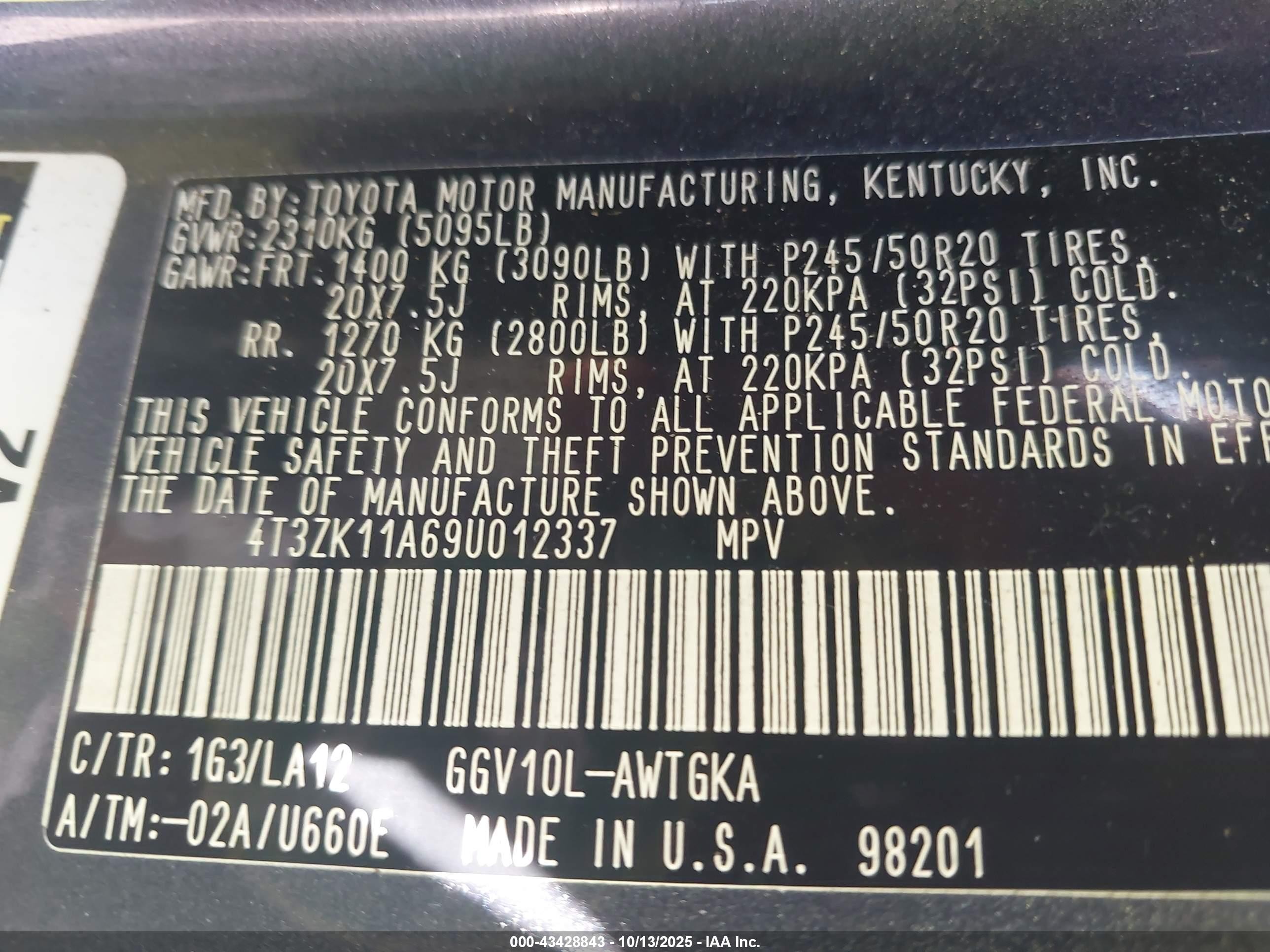 2009 Toyota Venza Base V6 Gray vin: 4T3ZK11A69U012337