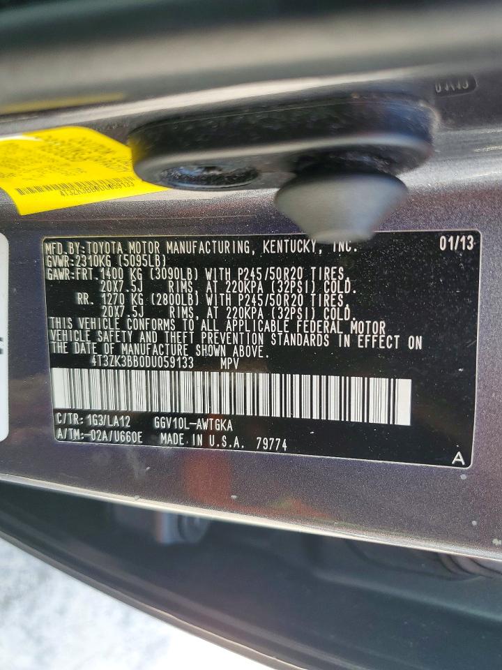2013 Toyota Venza Xle Gray vin: 4T3ZK3BB0DU059133
